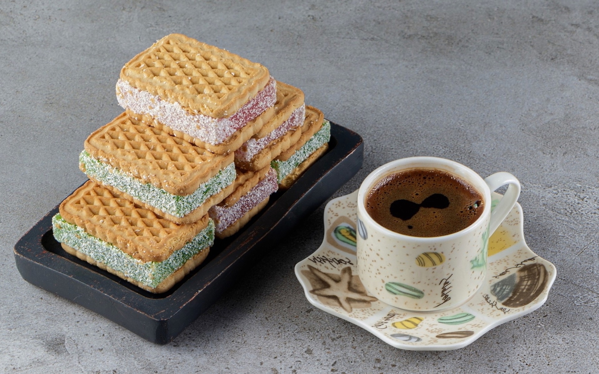 Cookies and Coffee on a Tray HD Wallpaper