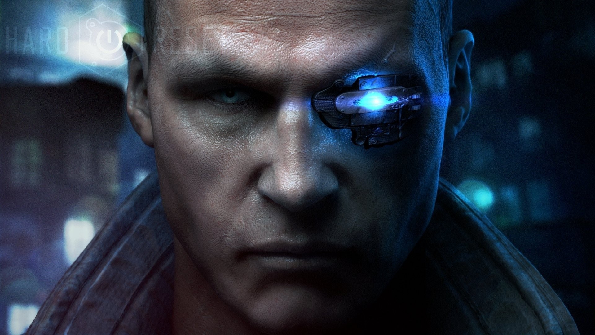 Man with cybernetic eye from Hard Reset HD Wallpaper