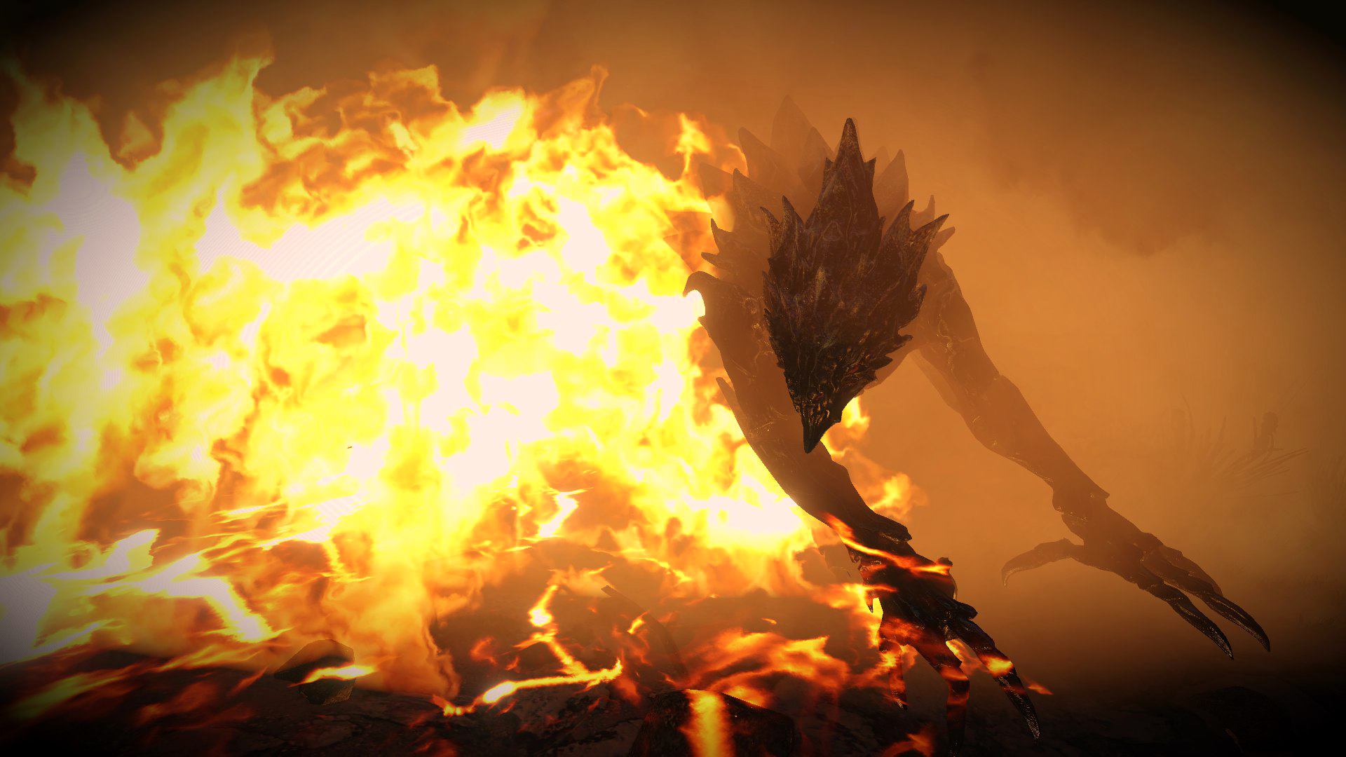 A monster engulfed in flames in The Witcher 3: Wild Hunt HD Wallpaper