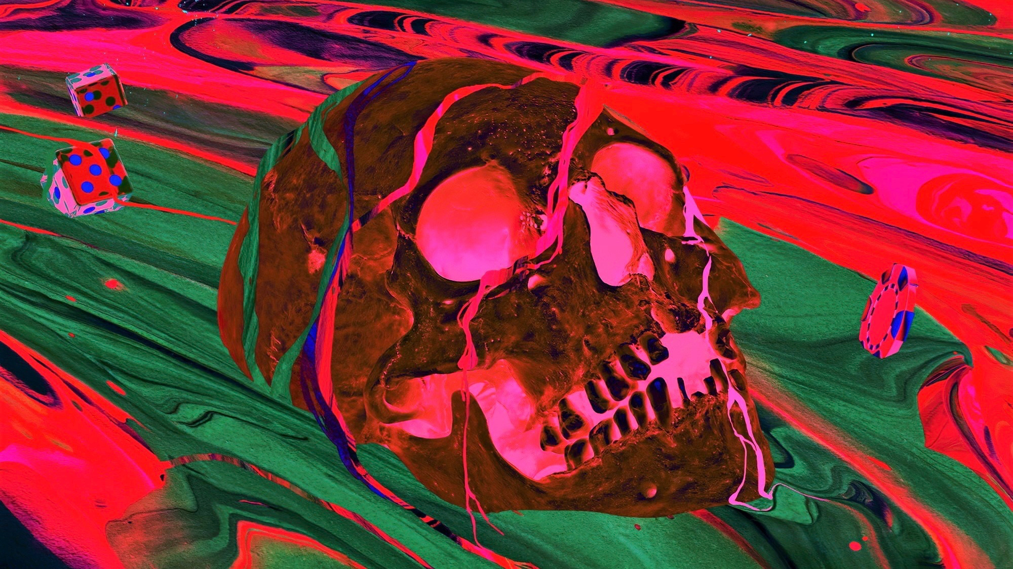 Army of the Dead Skull with Dice and Chips HD Wallpaper
