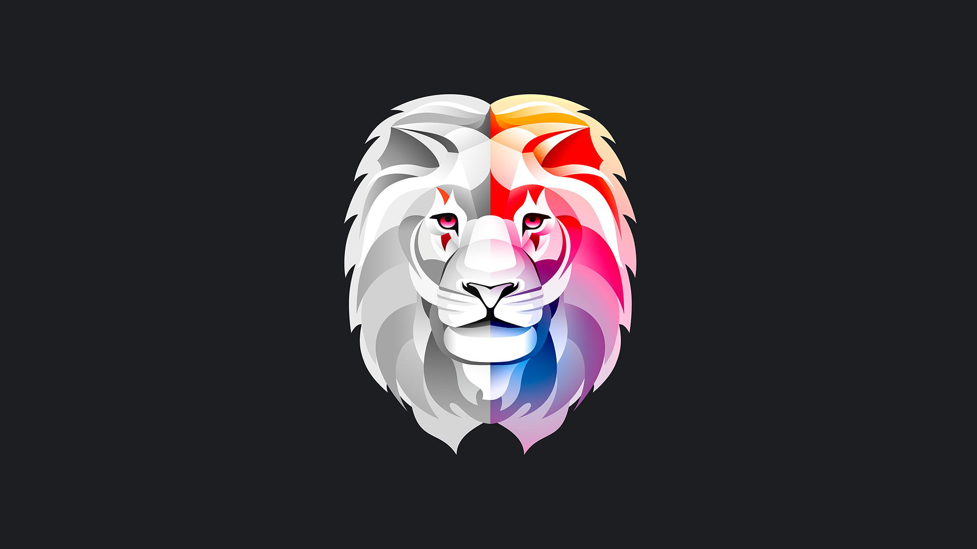 Colorful lion digital art frontal view HD Wallpaper
