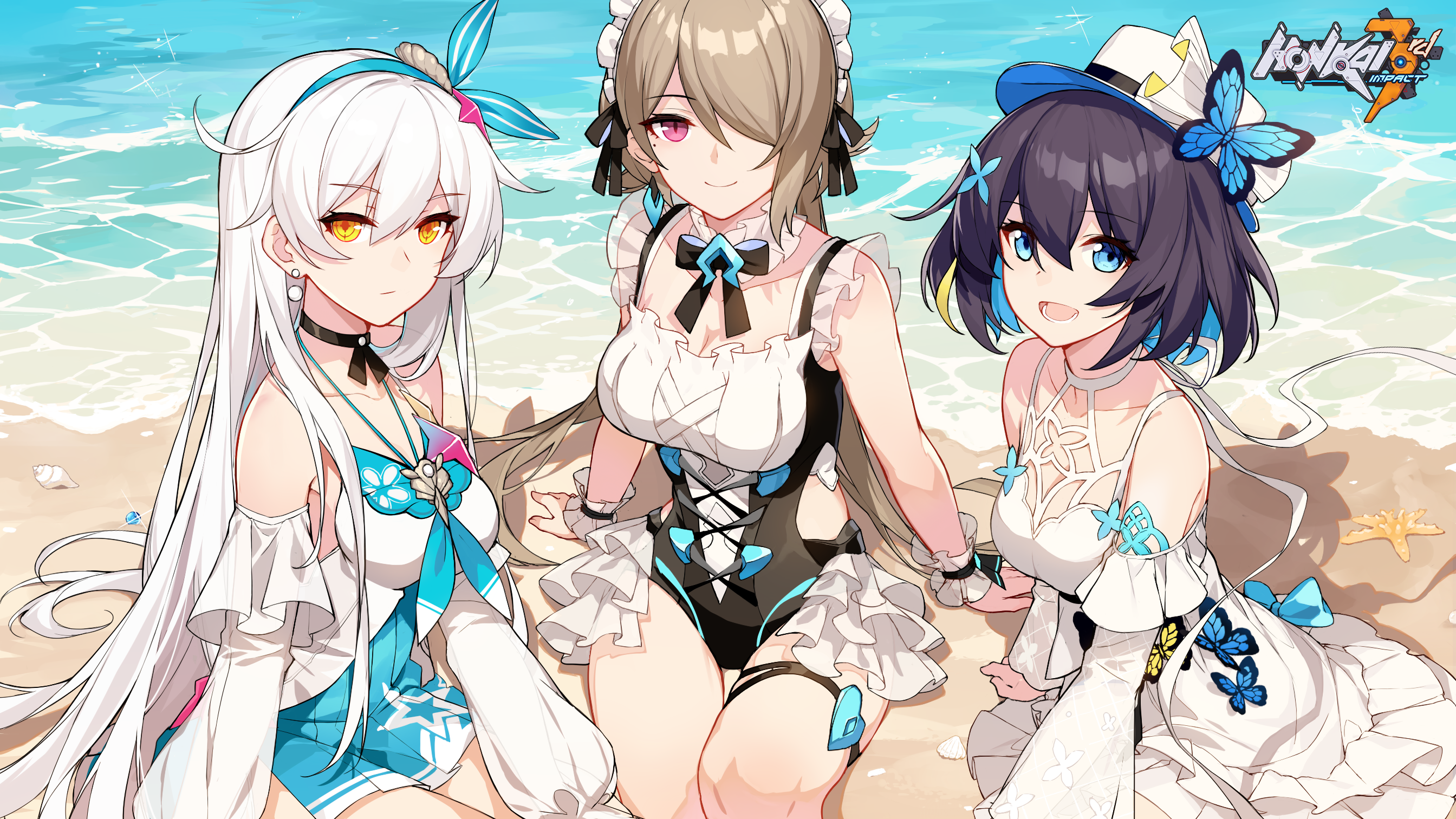 Rita Rossweisse and friends from Honkai Impact 3rd at the beach HD Wallpaper