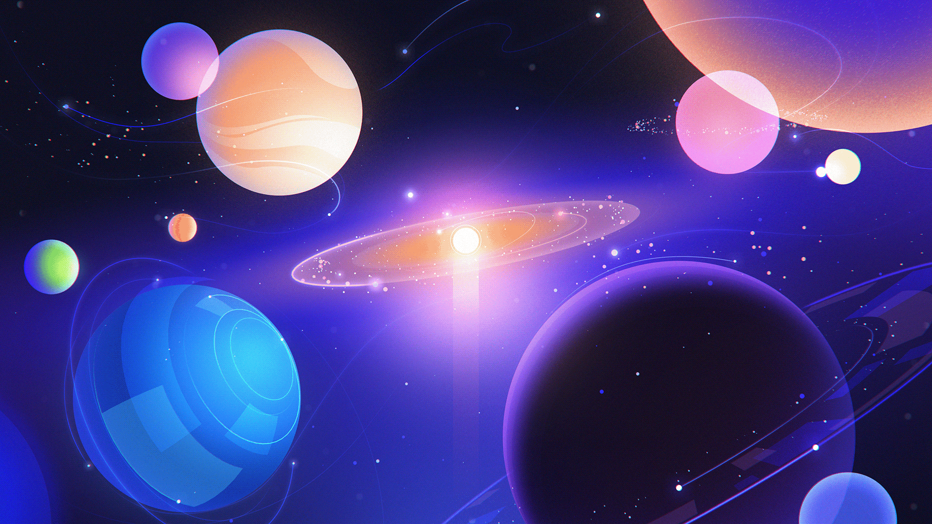 Planets and galaxy in outer space HD Wallpaper