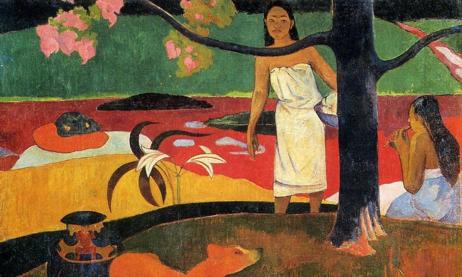 Women in a Polynesian landscape by Paul Gauguin HD Wallpaper