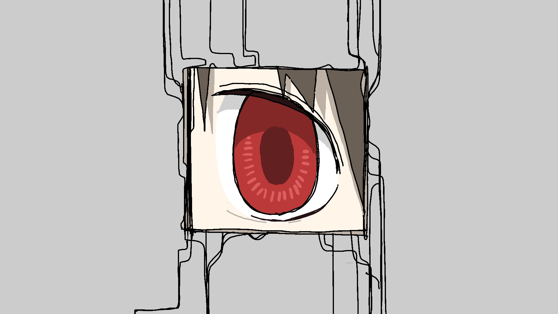 Minimalist artwork of a red eye HD Wallpaper