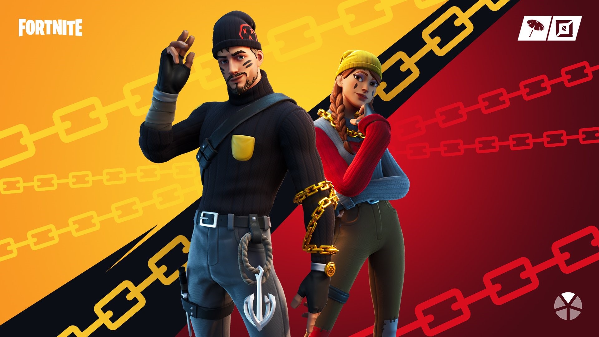 Fortnite characters with chains and chains background HD Wallpaper