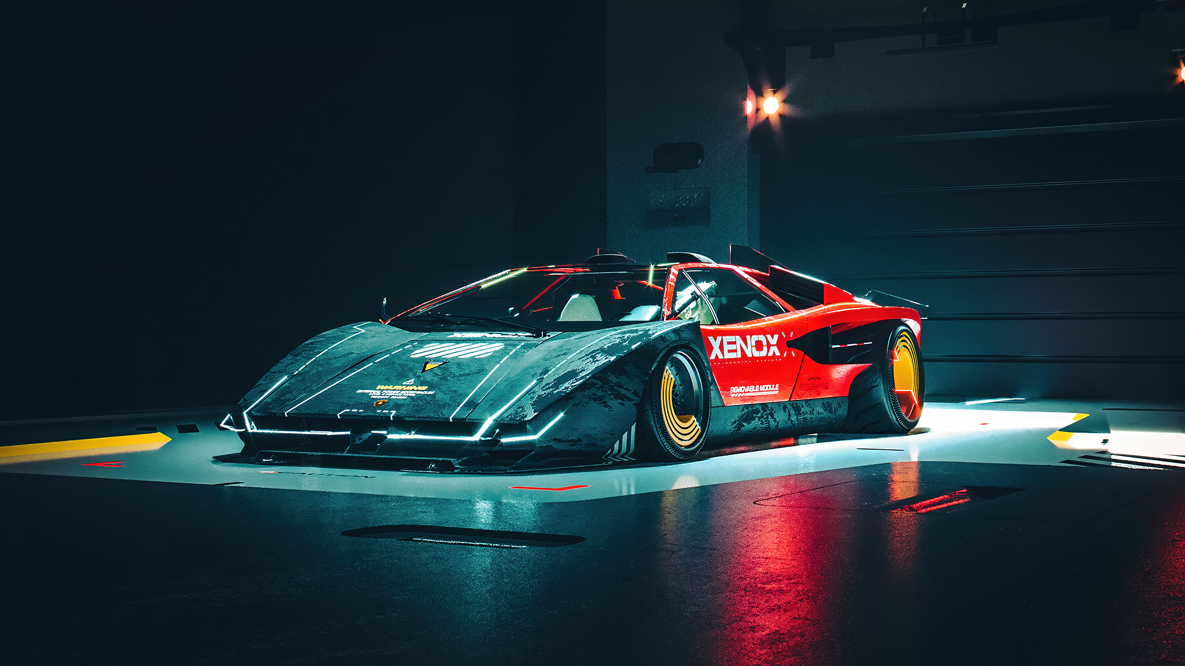 Cyberpunk Lamborghini Countach by Khyzyl Saleem HD Wallpaper