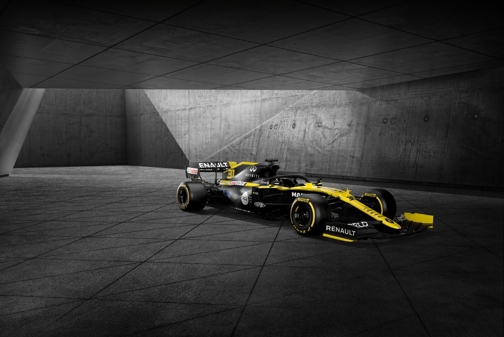 Renault R.S.20 Formula 1 car in a concrete structure HD Wallpaper