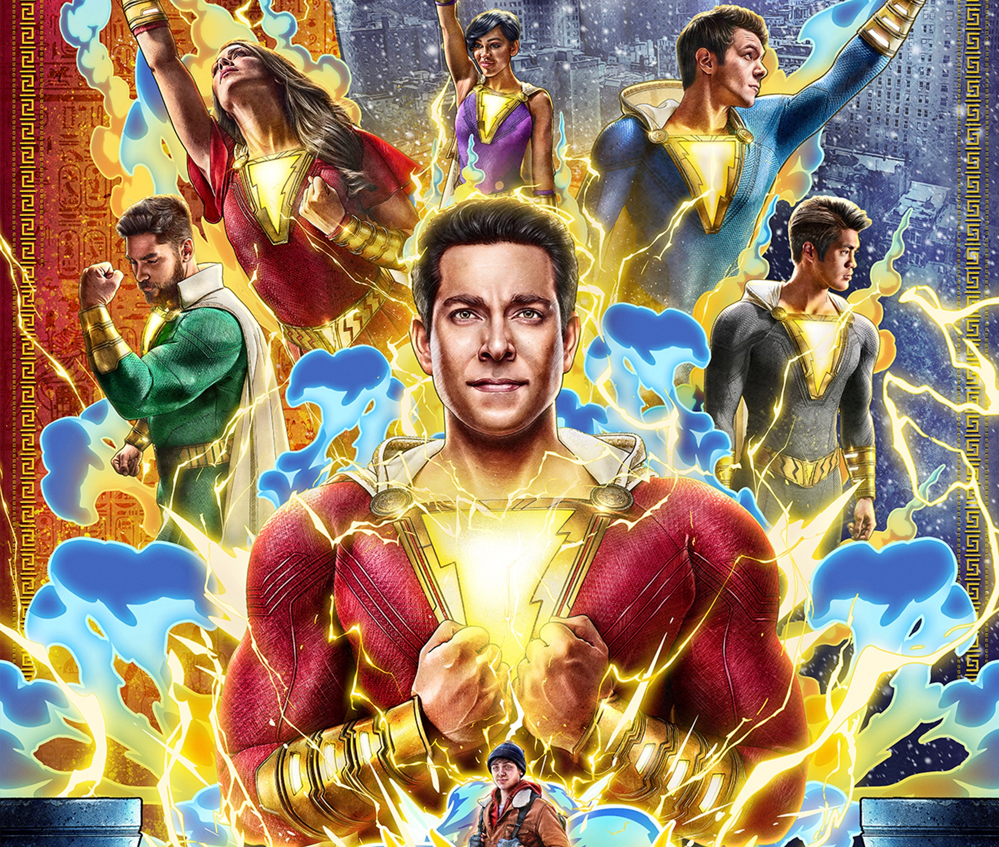 Shazam! Zachary Levi and cast poster HD Wallpaper