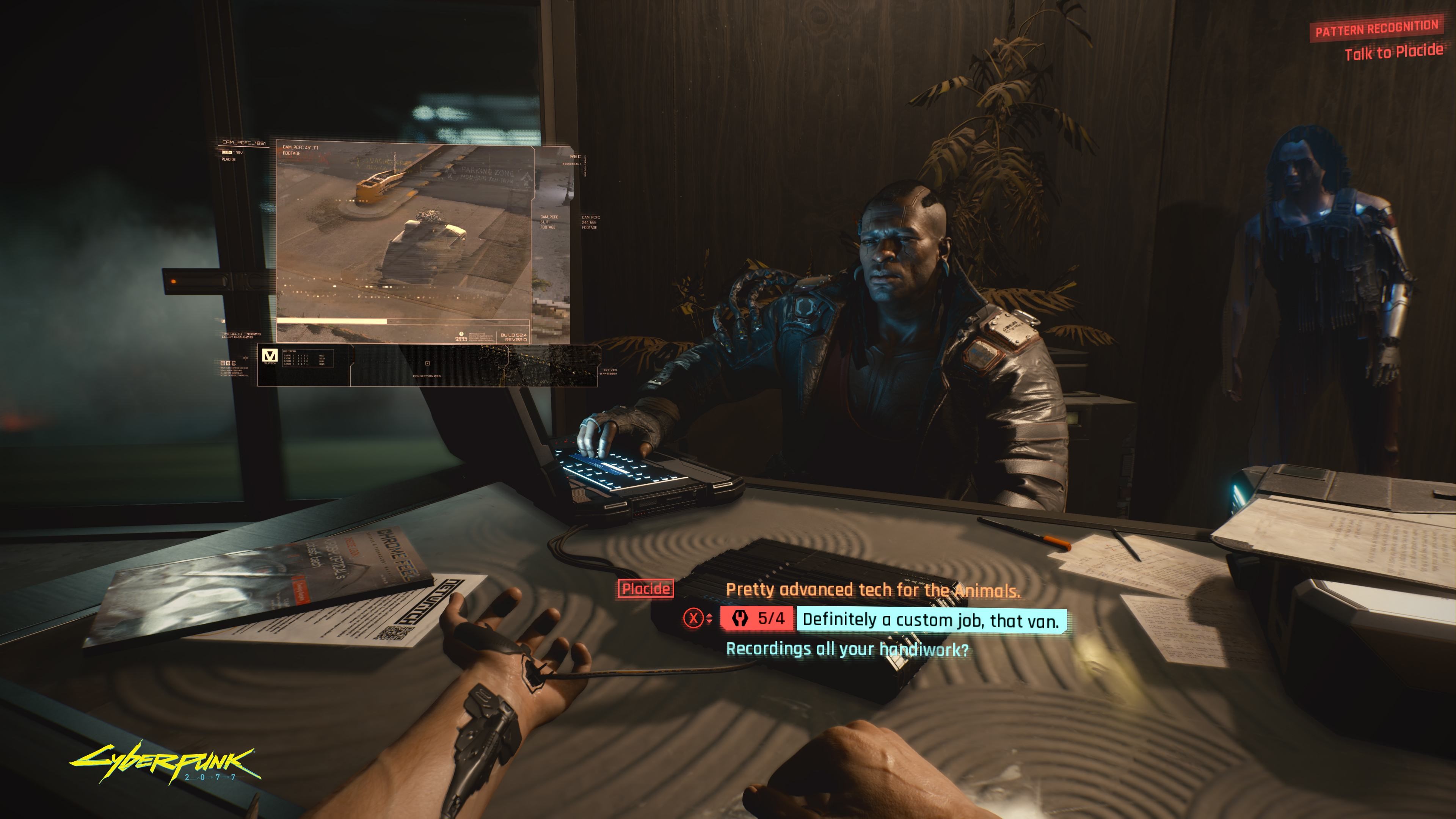 Cyberpunk 2077: Placide talking to a character HD Wallpaper