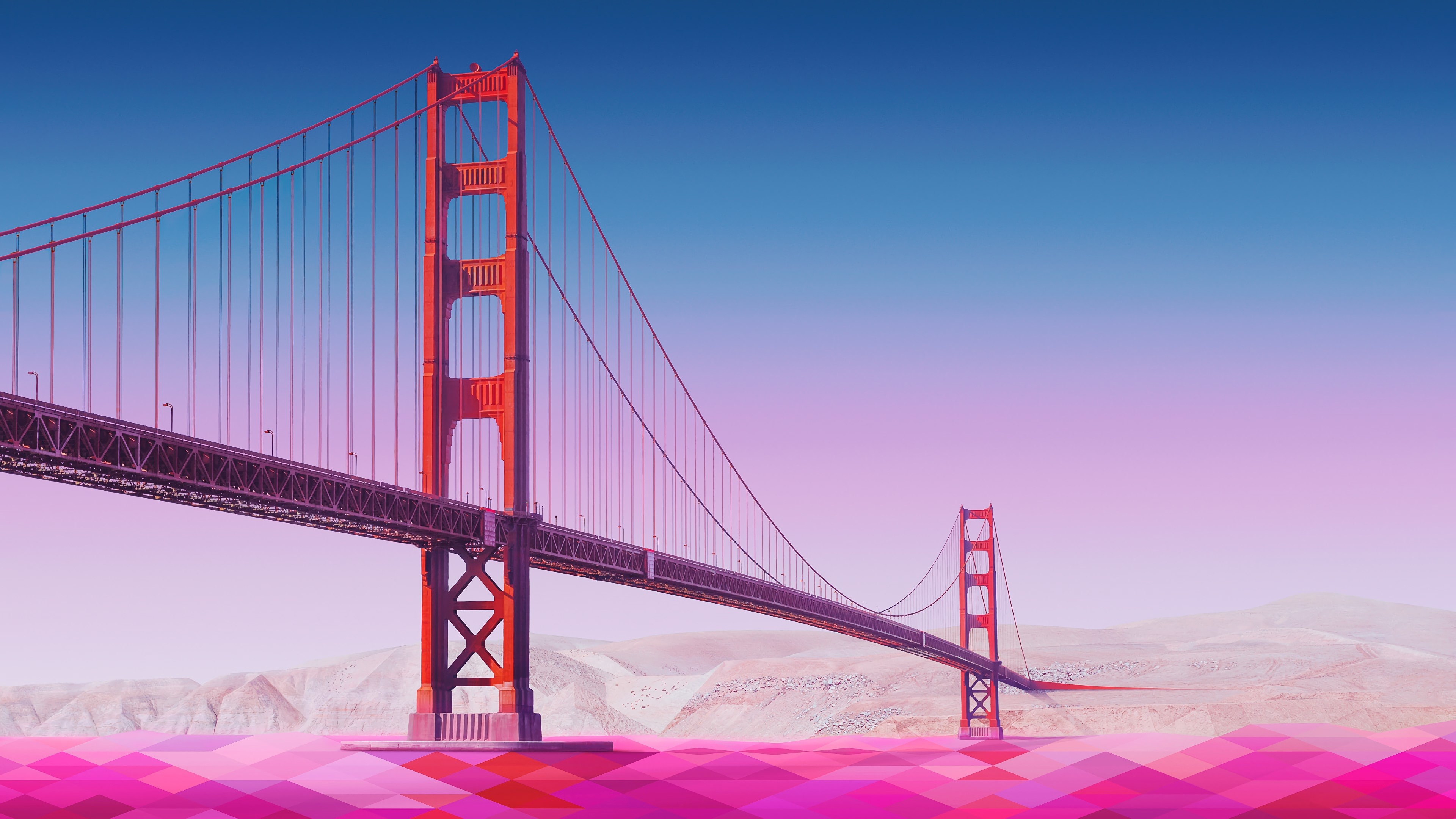 4K Golden Gate Bridge minimalism artwork HD Wallpaper