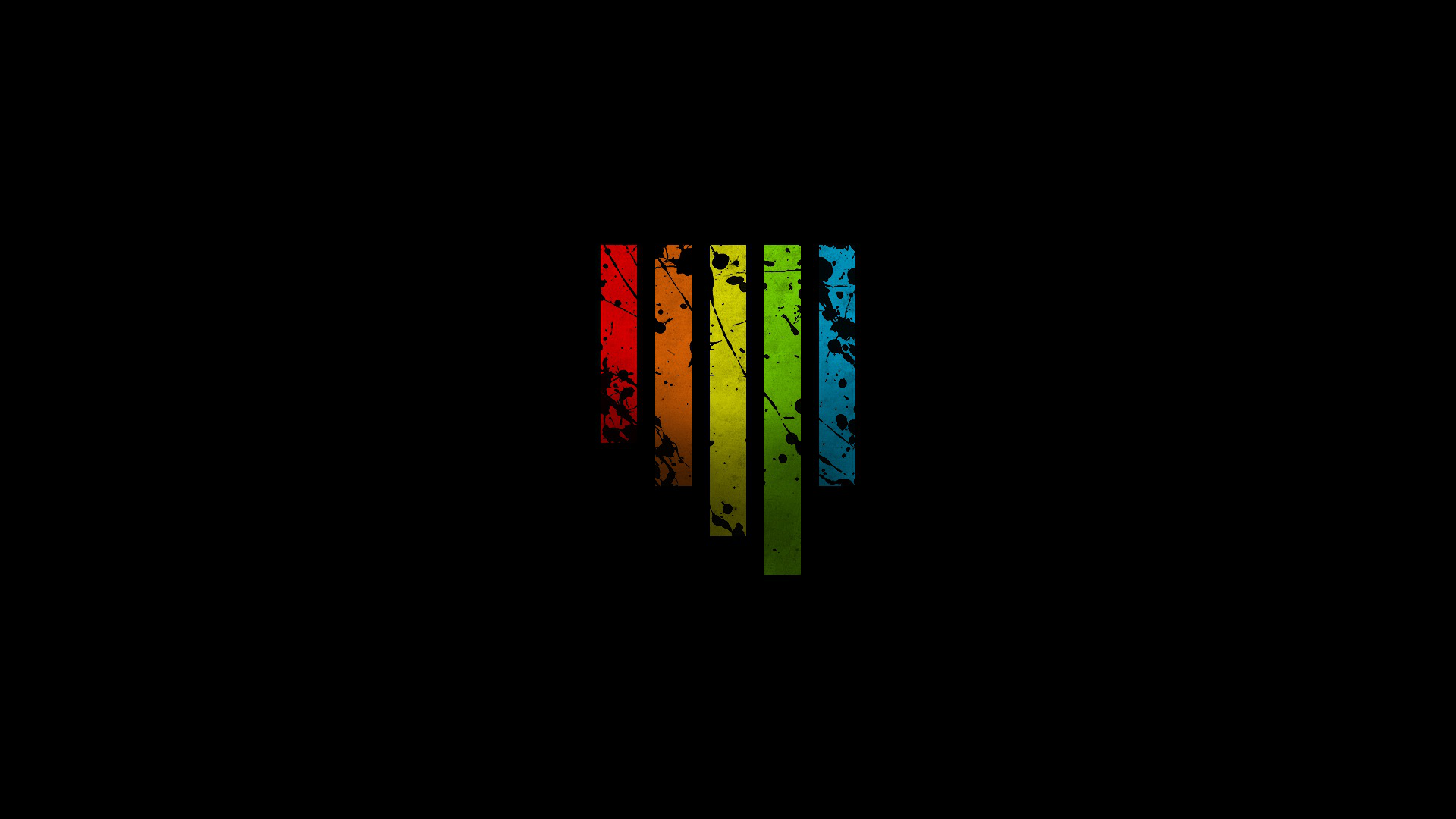 Colorful paint splattered vertical lines on black background HD Wallpaper