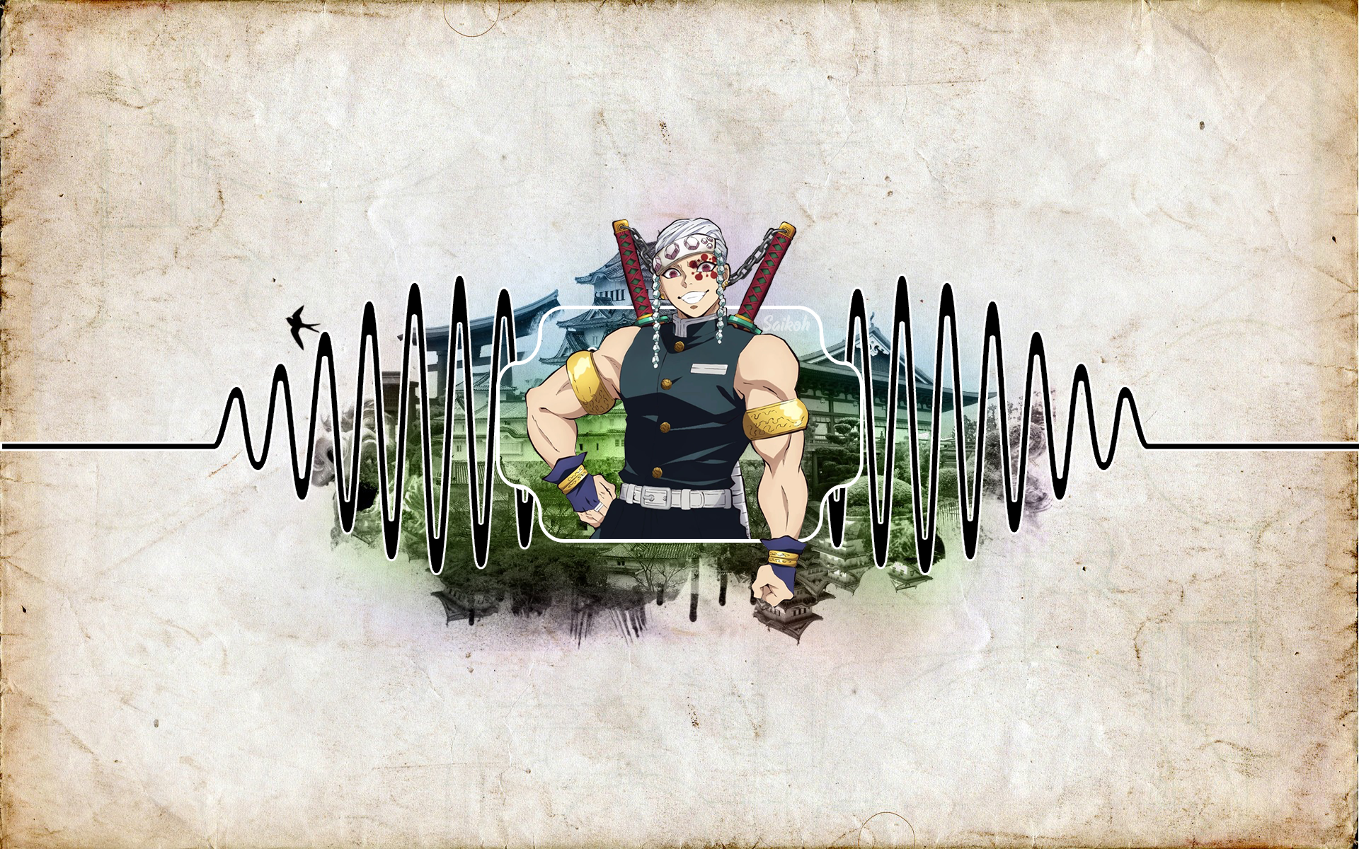Tengen Uzui from Kimetsu no Yaiba with sound wave HD Wallpaper