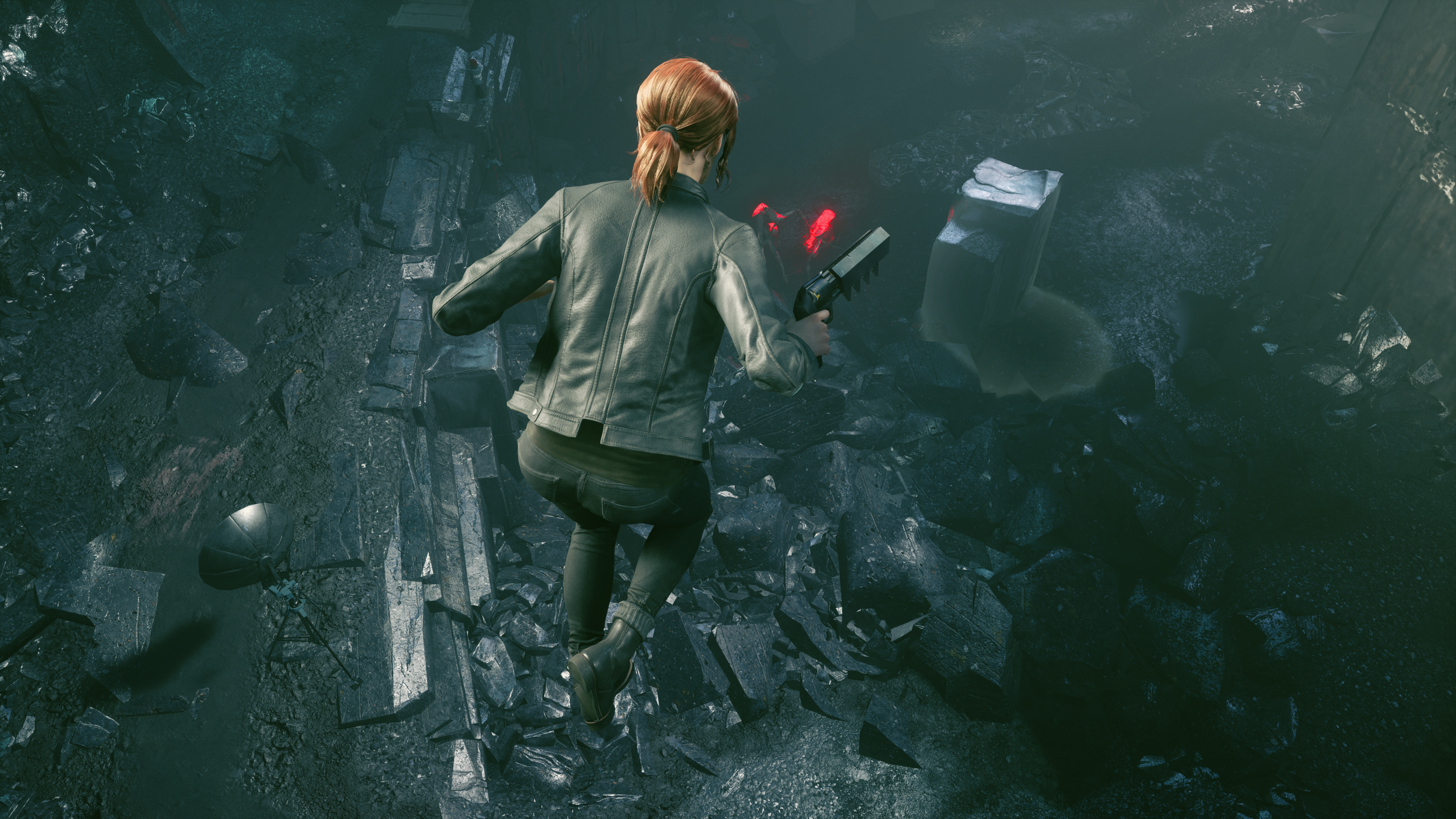 Jesse Faden from Control jumping with a gun HD Wallpaper
