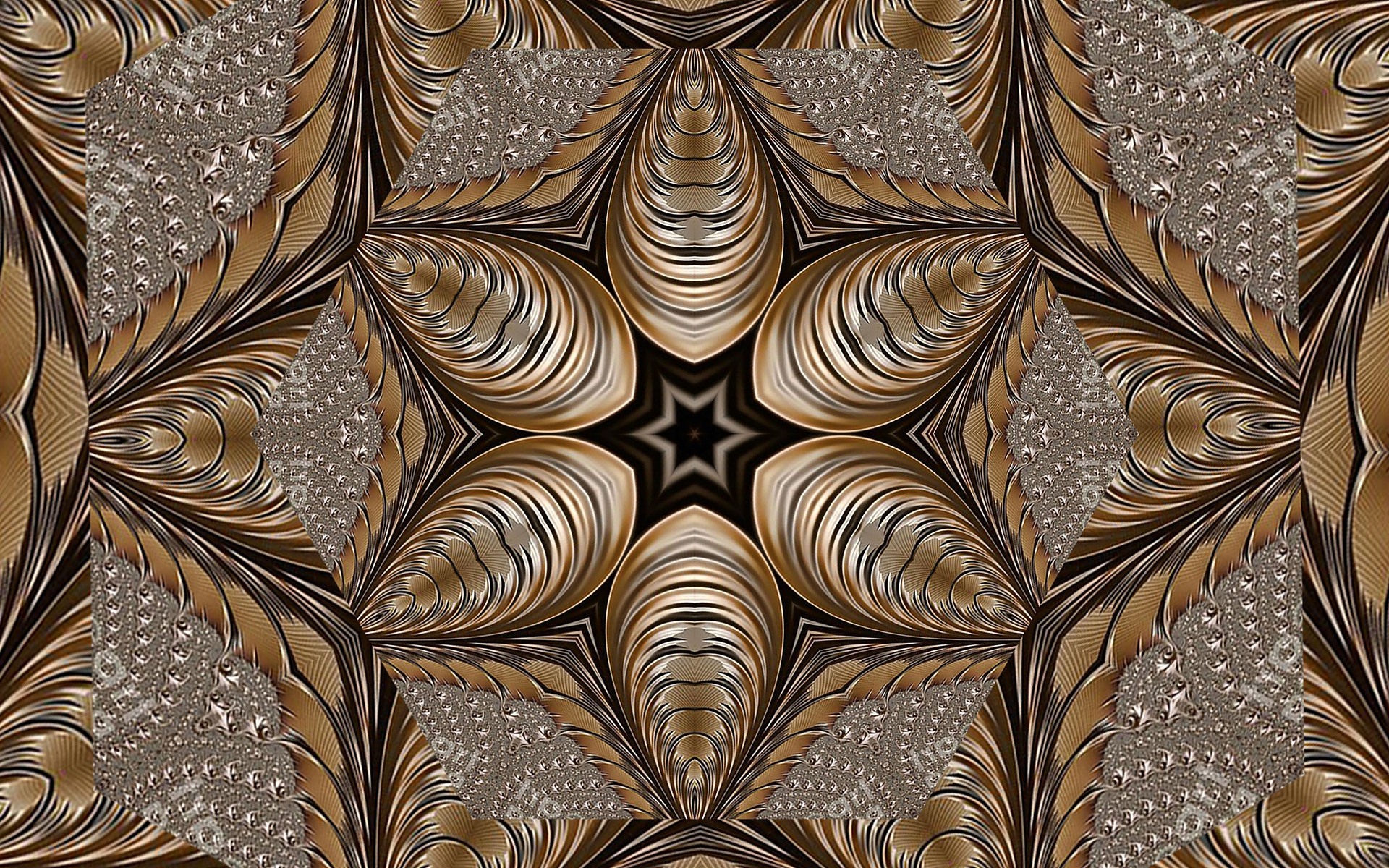 Abstract Golden Fractal Design HD Wallpaper