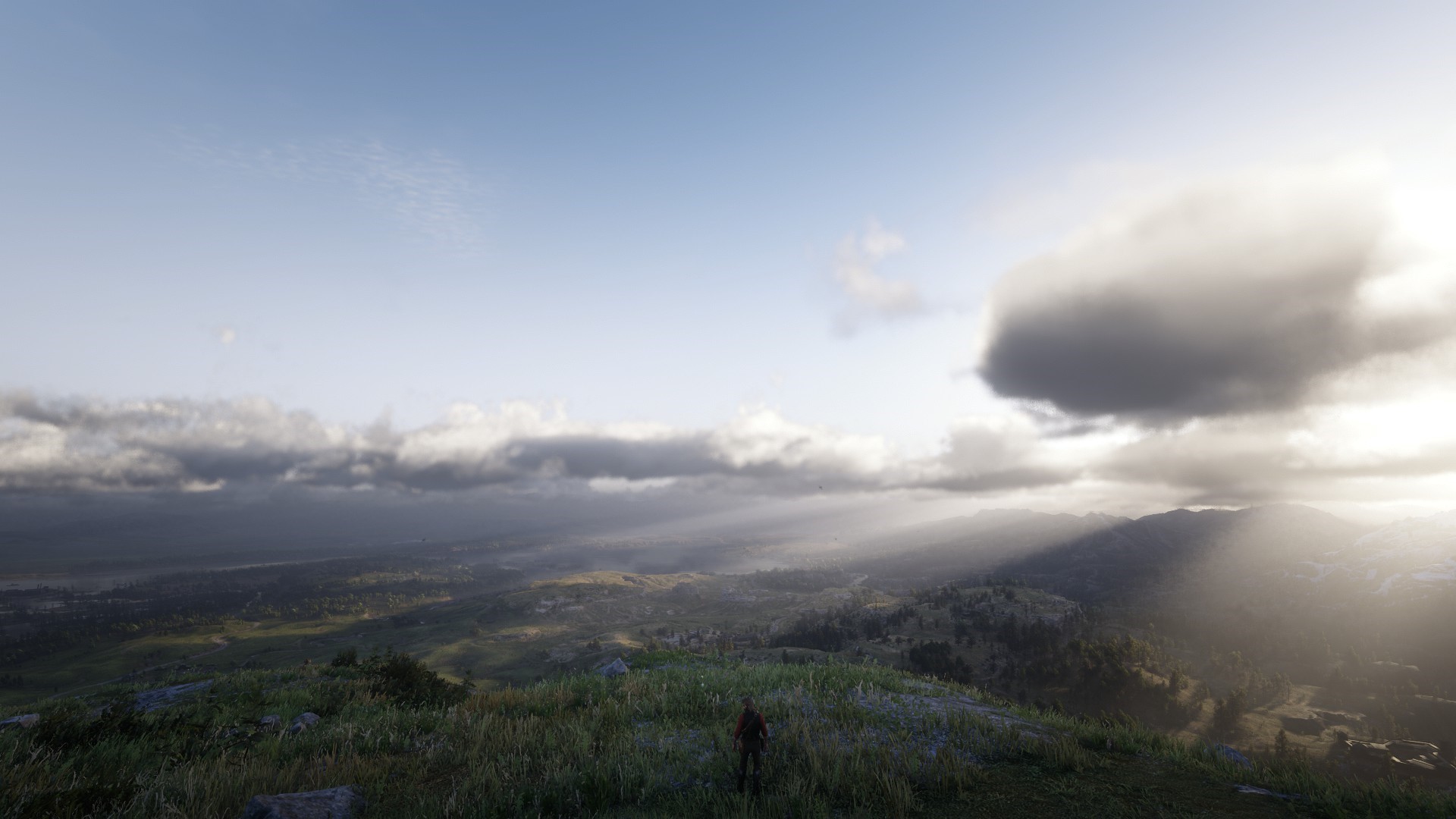 Red Dead Redemption 2 landscape with sunbeams HD Wallpaper