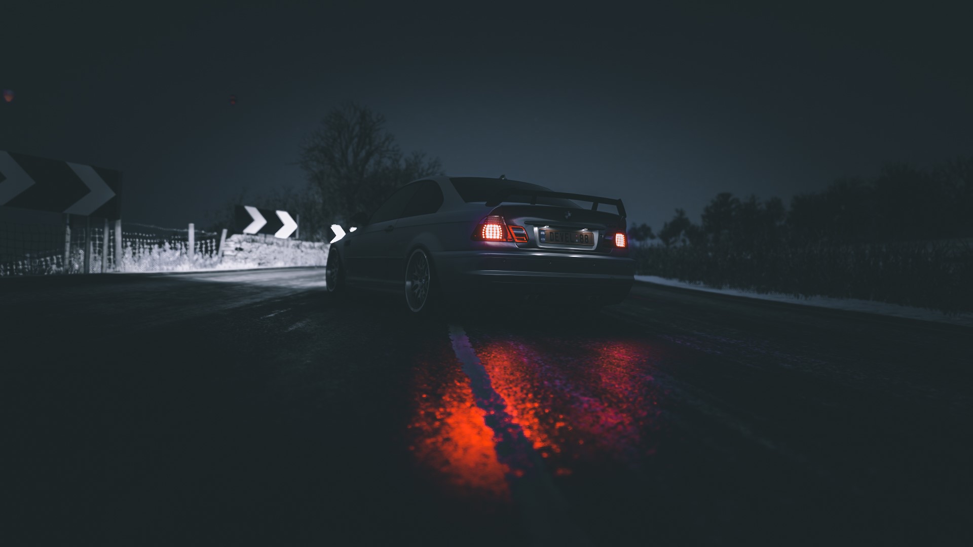 BMW M3 E46 on a dark road in Forza Horizon 4 HD Wallpaper