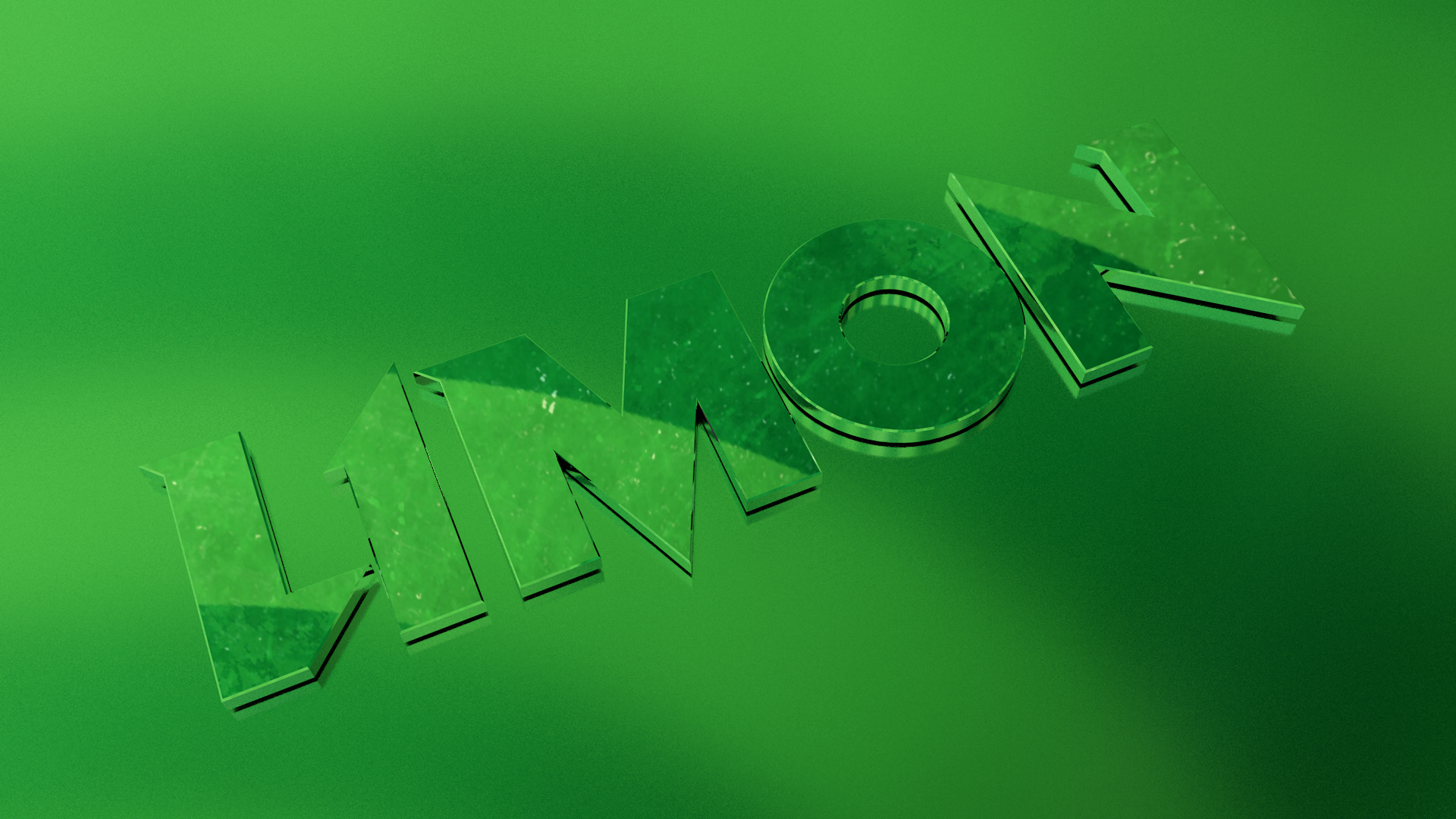 Green 3D Text "LIMON" on a Reflective Surface HD Wallpaper