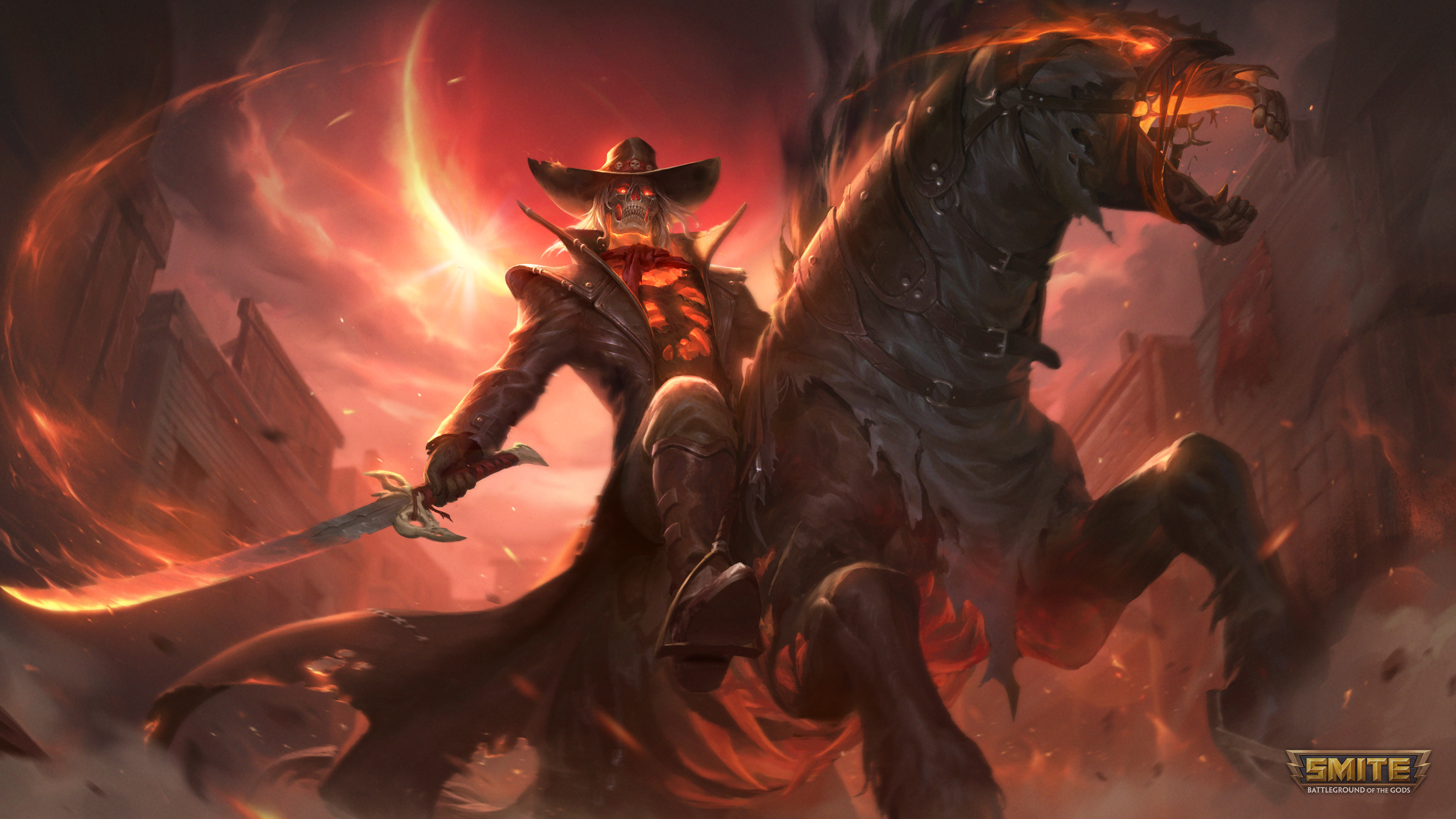 Tombstone Rider Hachiman on a fiery horse HD Wallpaper
