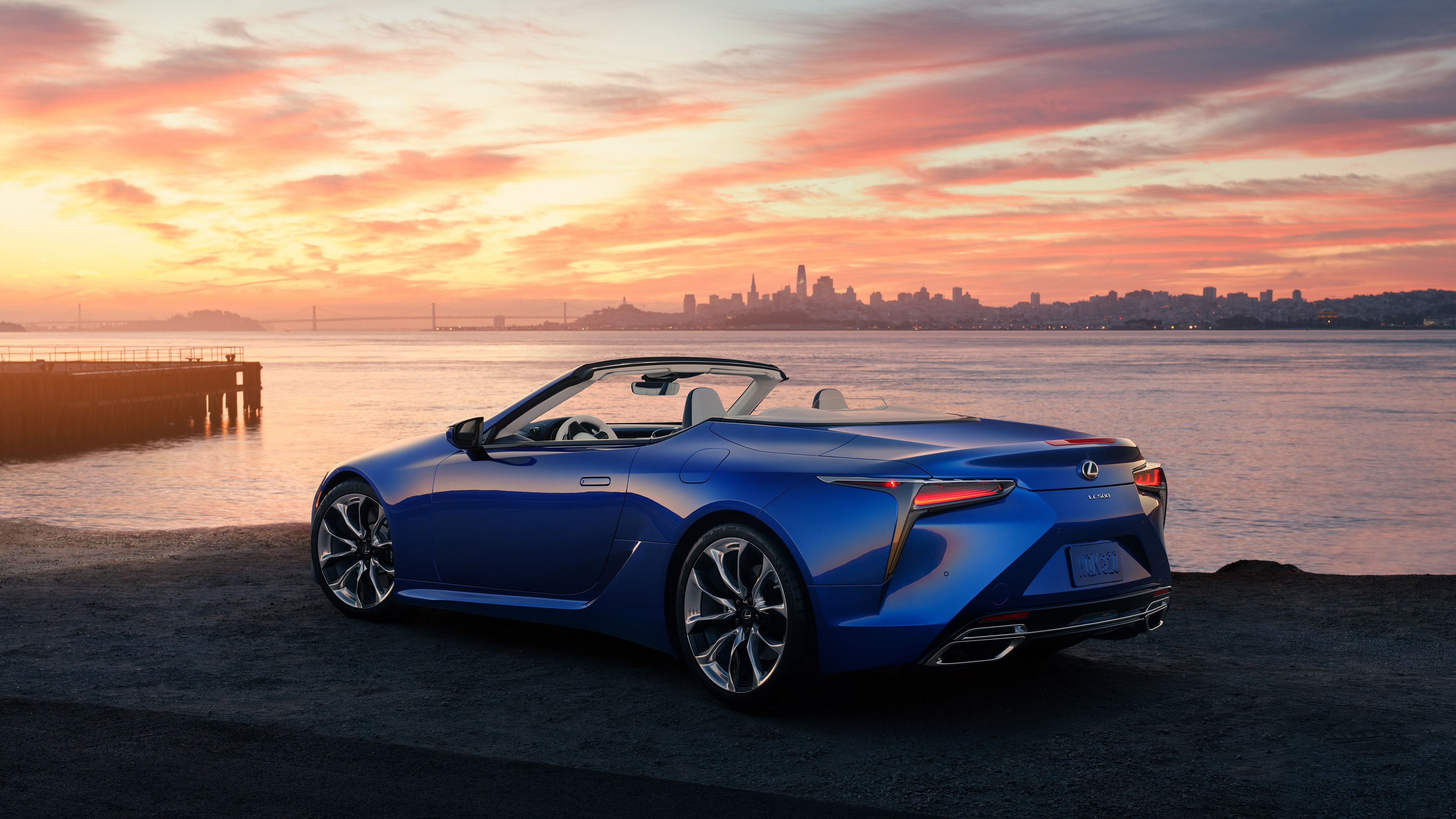 Blue Lexus LC-500 Convertible at Sunset HD Wallpaper