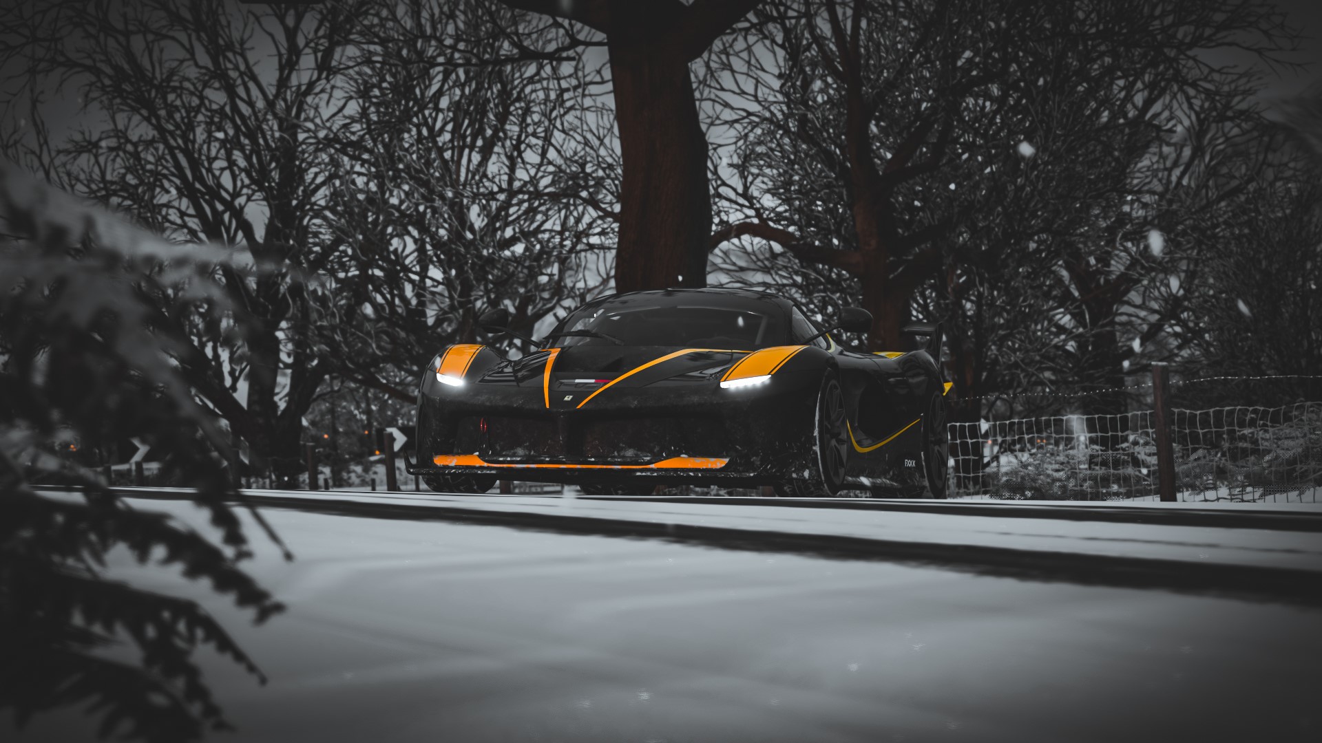 Ferrari FXX K in Forza Horizon 4 during winter HD Wallpaper