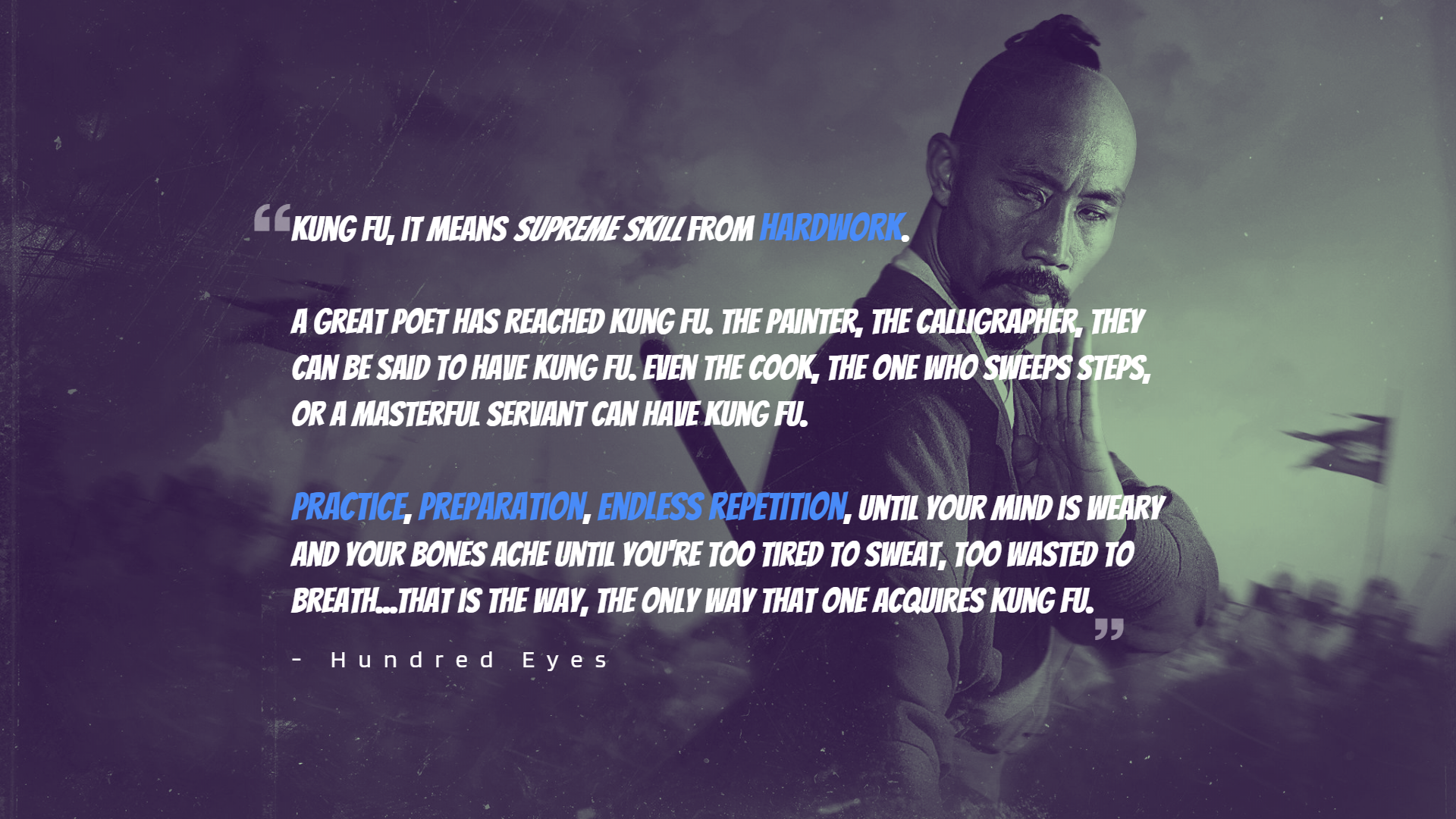 Kung Fu quote from Hundred Eyes HD Wallpaper