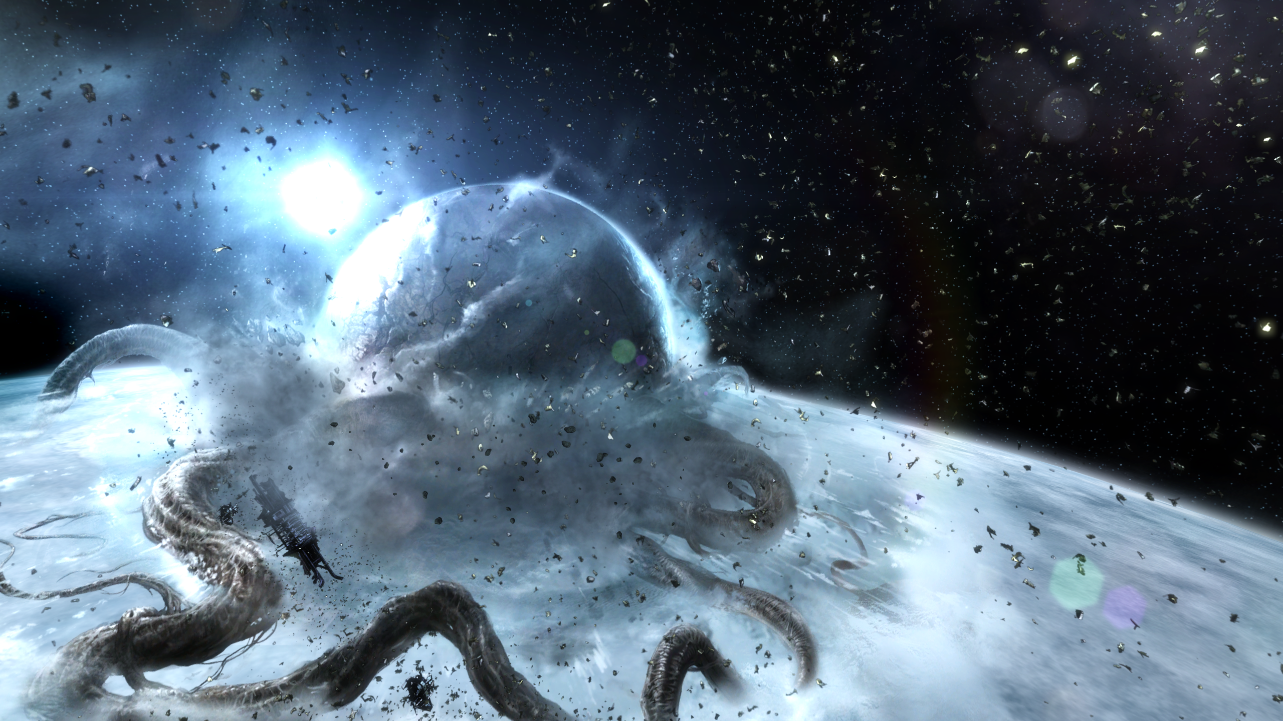 Dead Space 3: Planetoid destruction with tentacles HD Wallpaper