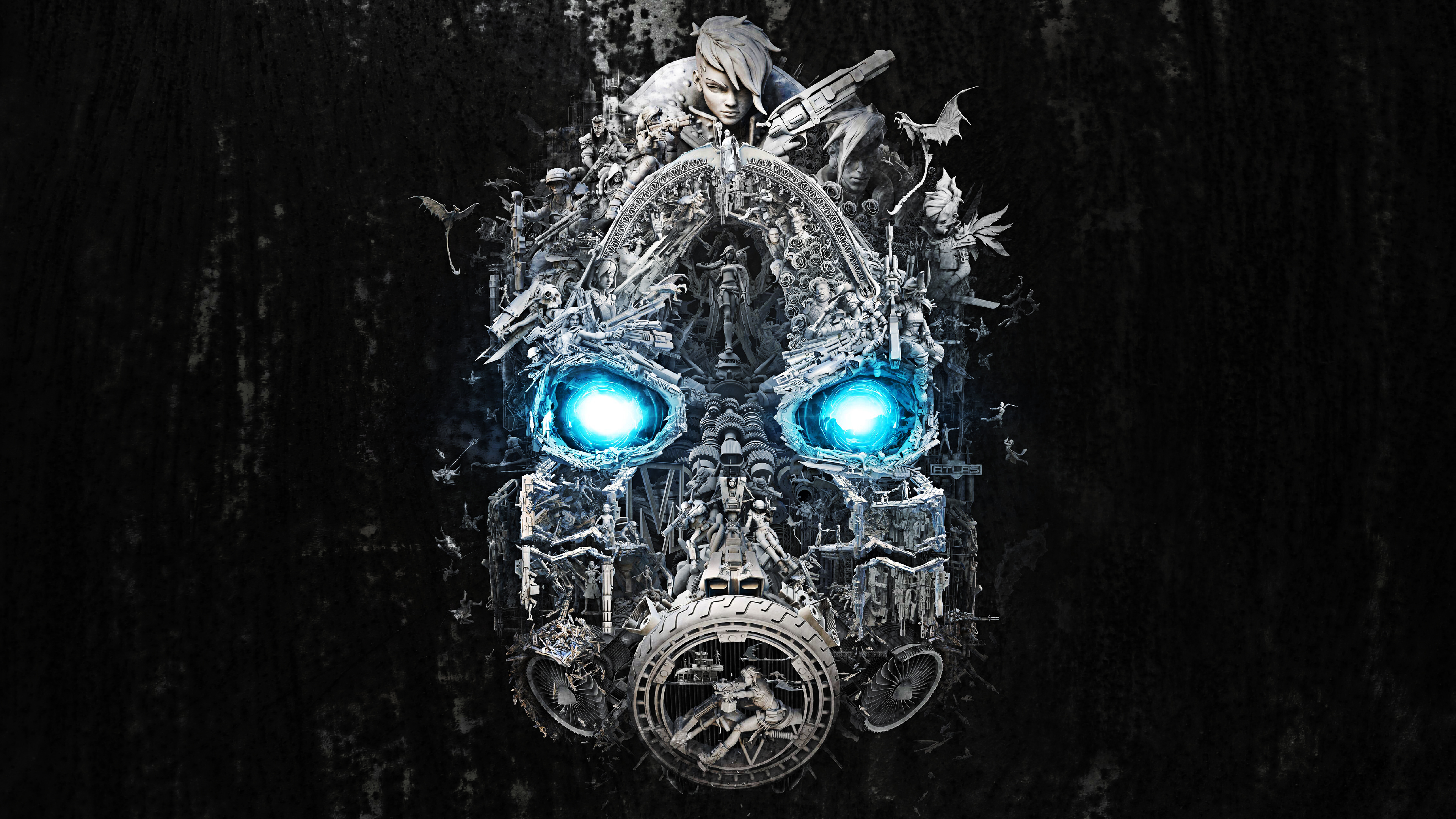 Borderlands 3 Mayhem Mask with Blue Glowing Eyes HD Wallpaper
