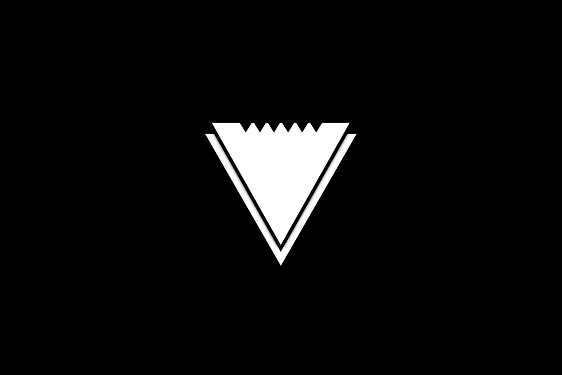 White geometric triangle logo on black background HD Wallpaper