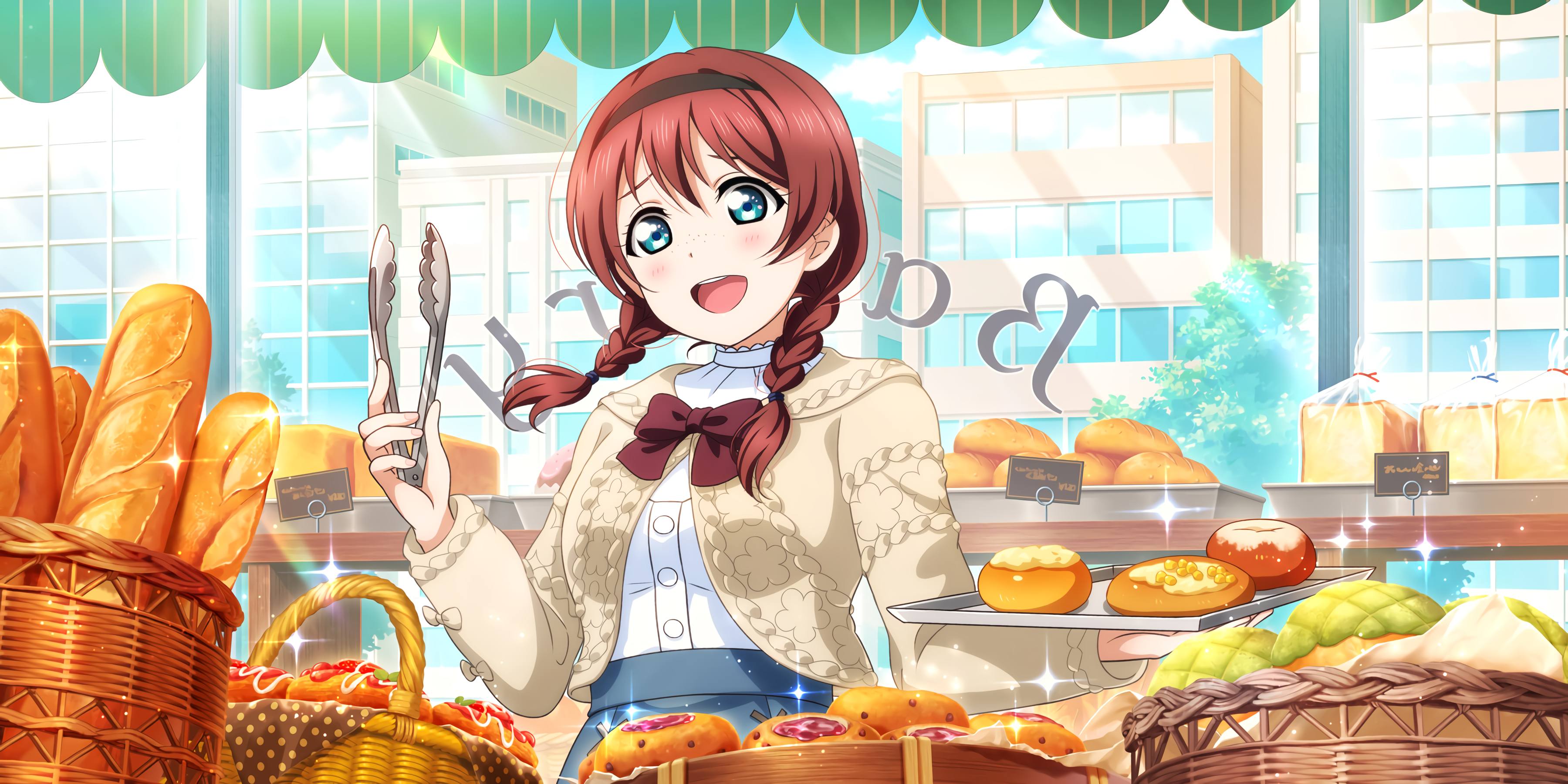 Emma Verde from Love Live! Sunshine!! at a bakery HD Wallpaper