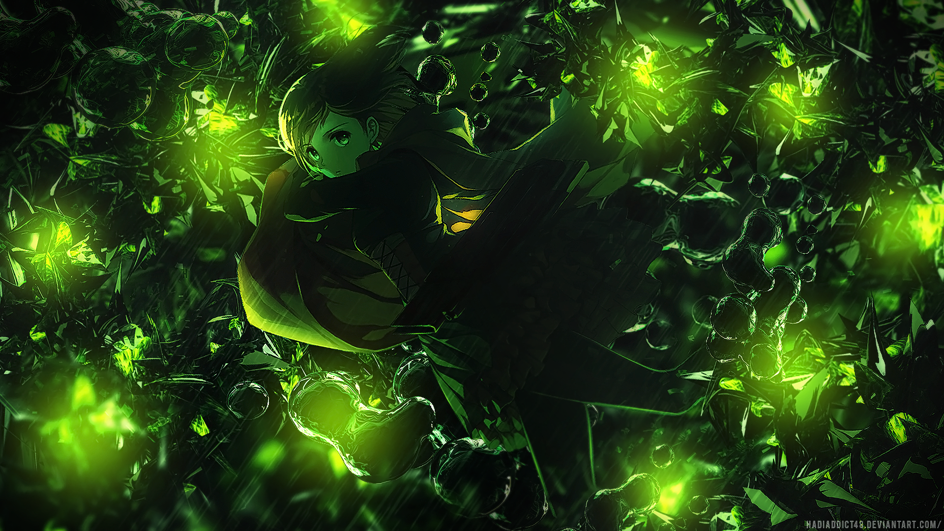 Ruby Rose from RWBY in abstract green environment HD Wallpaper
