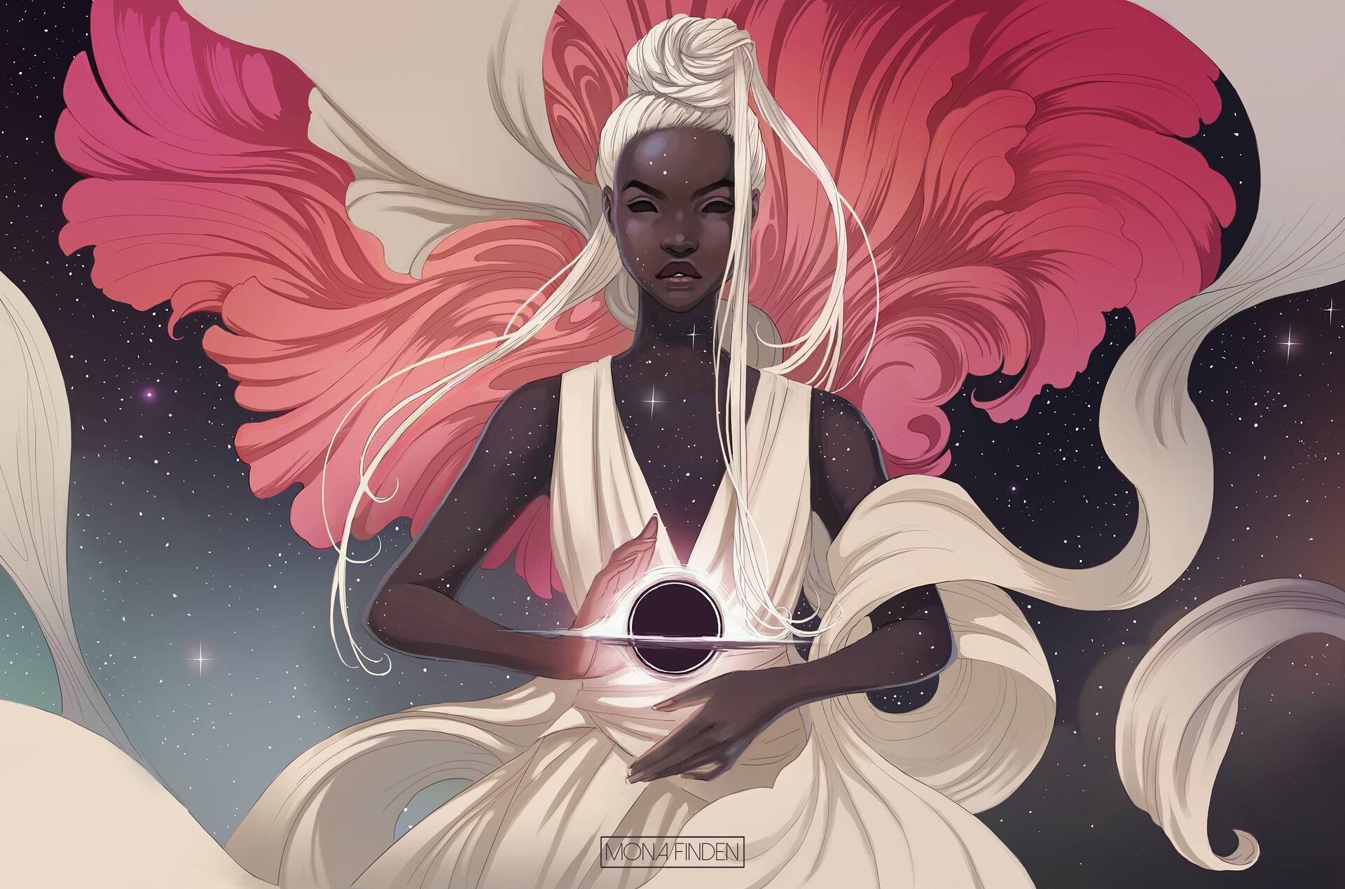 Fantasy Woman Holding a Black Hole HD Wallpaper
