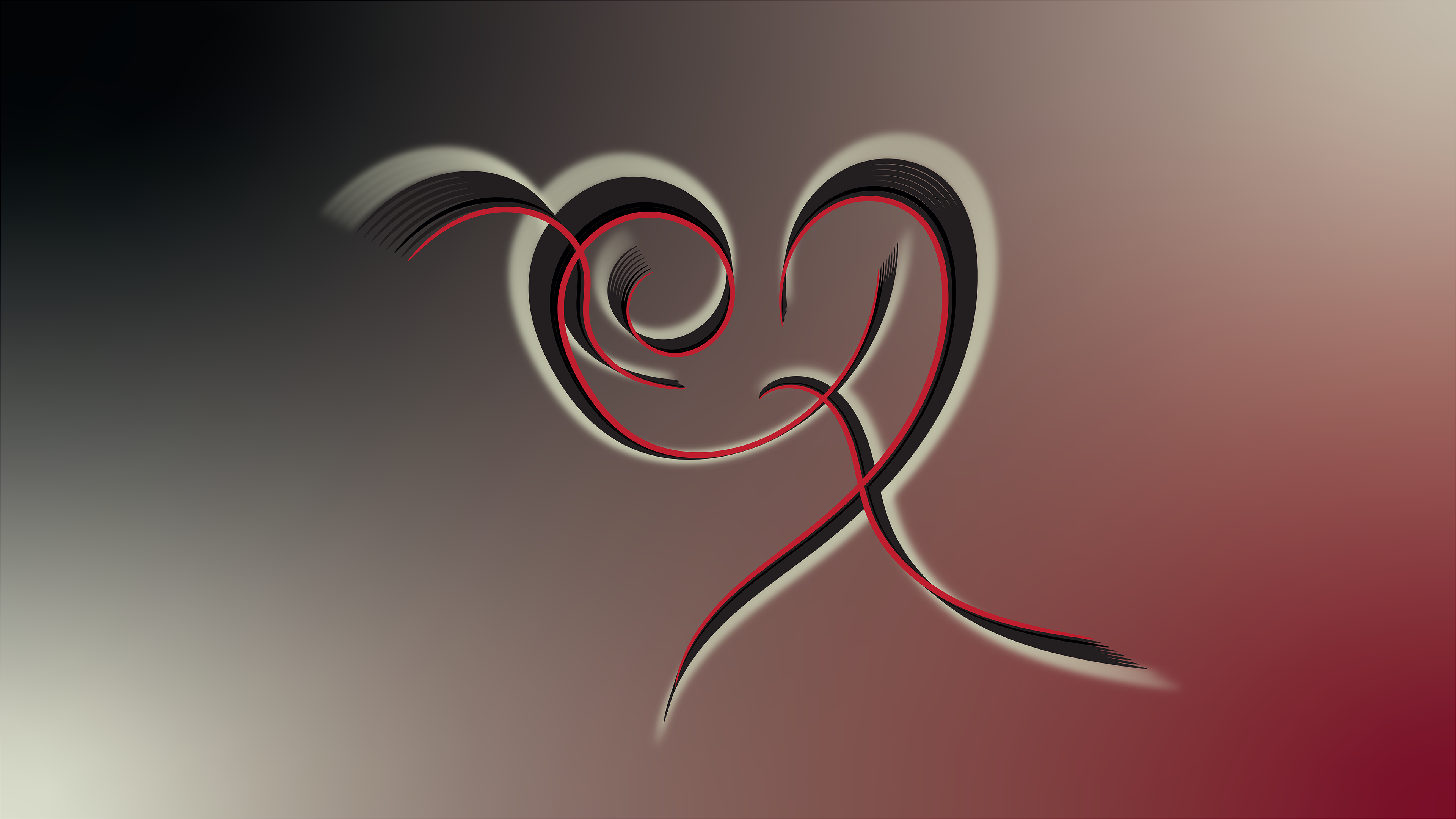 Abstract heart design with gradient background HD Wallpaper