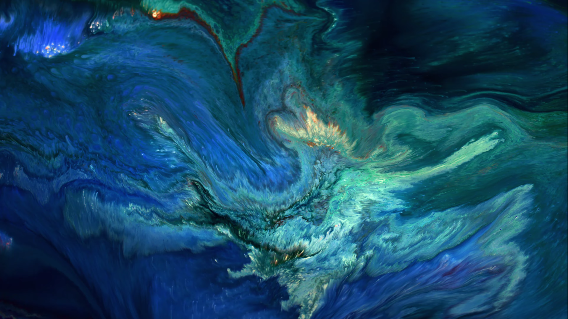 Abstract swirls of blue and green liquid texture HD Wallpaper