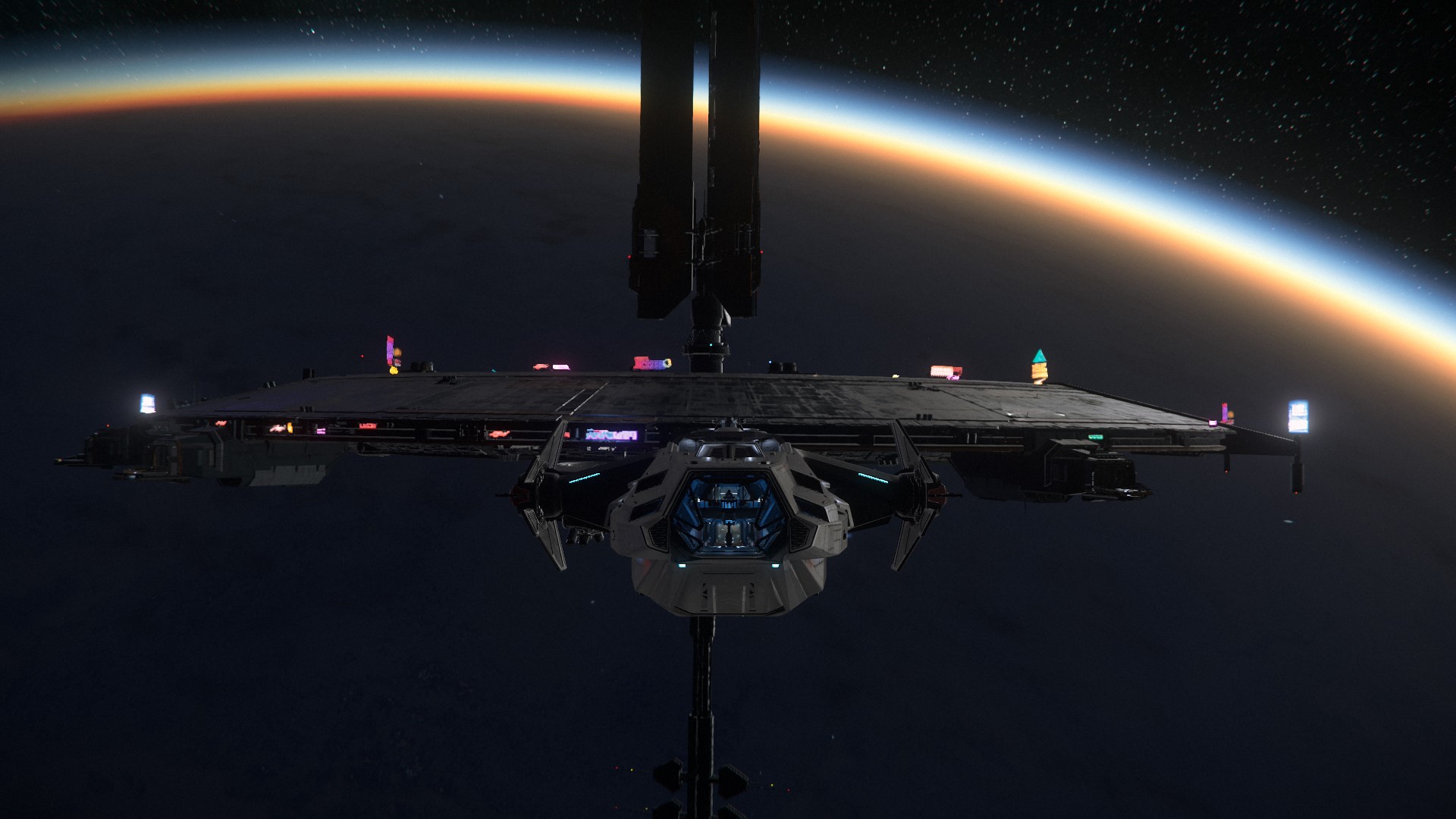 Anvil Carrack spaceship in Star Citizen above a planet HD Wallpaper