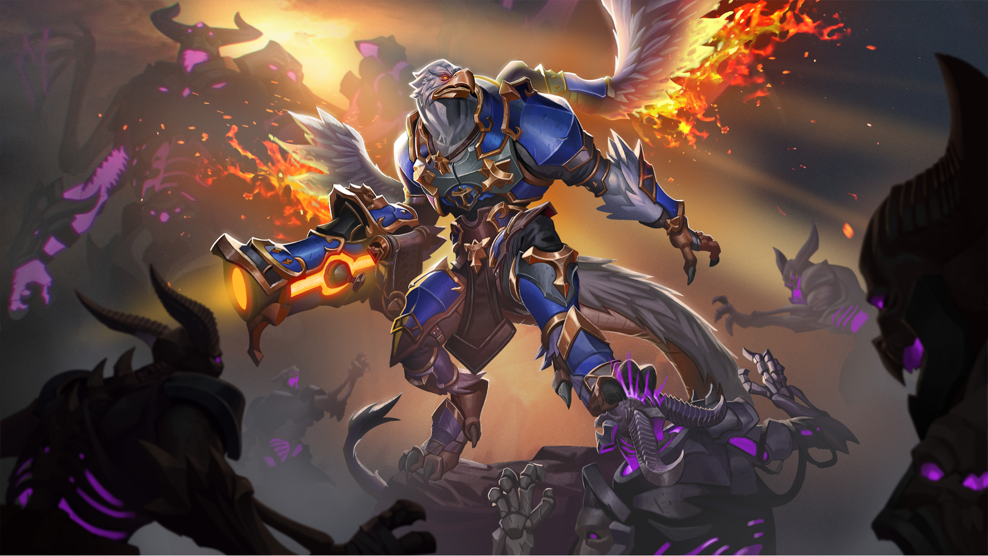 Drogoz from Paladins fighting demons HD Wallpaper