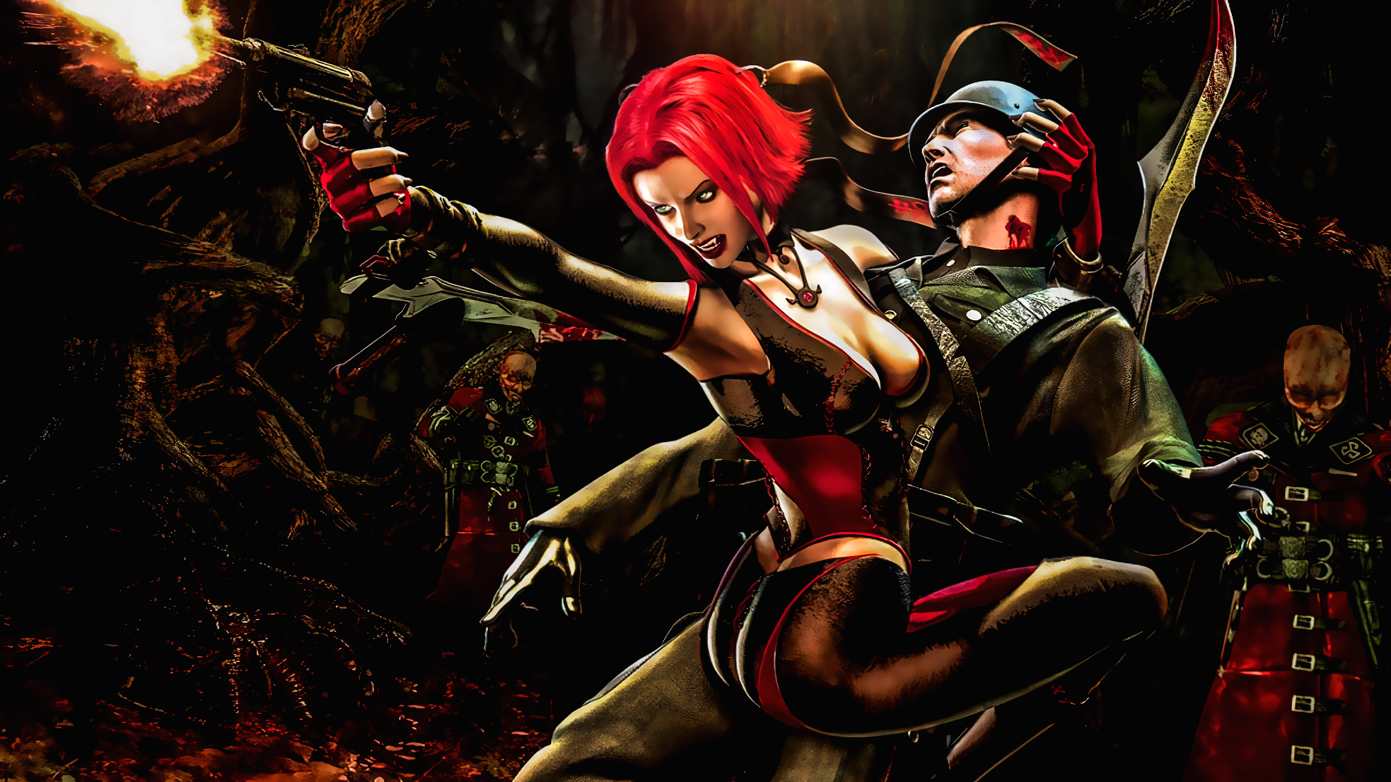 BloodRayne vampire fighting soldiers HD Wallpaper