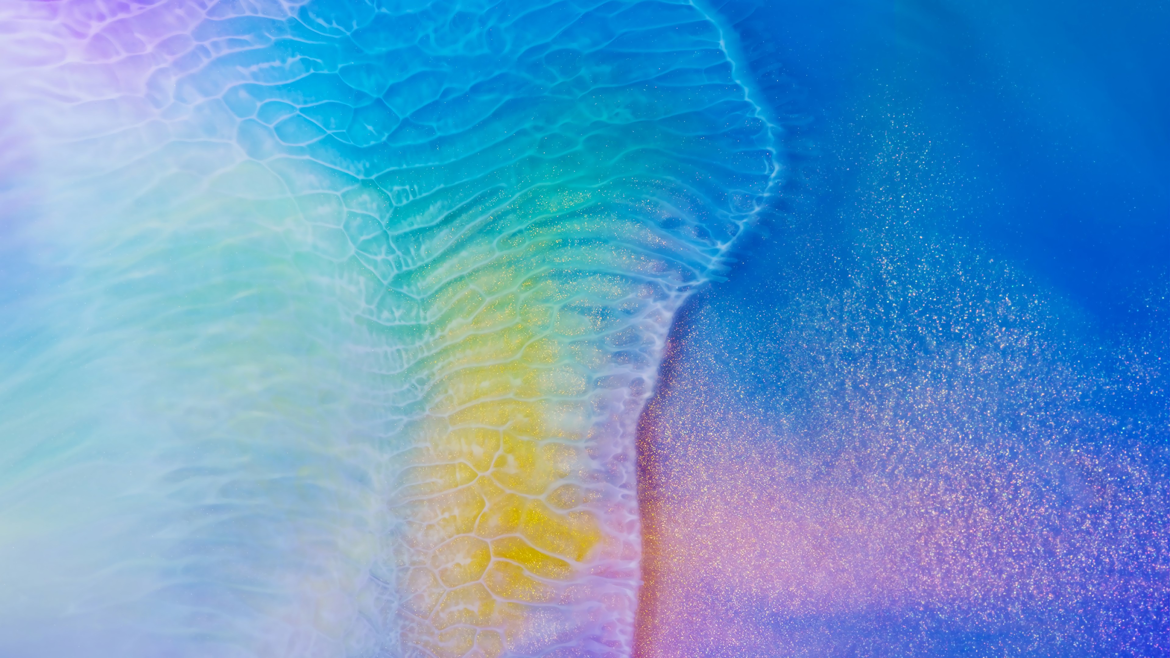 Abstract colorful waves with yellow and blue hues HD Wallpaper
