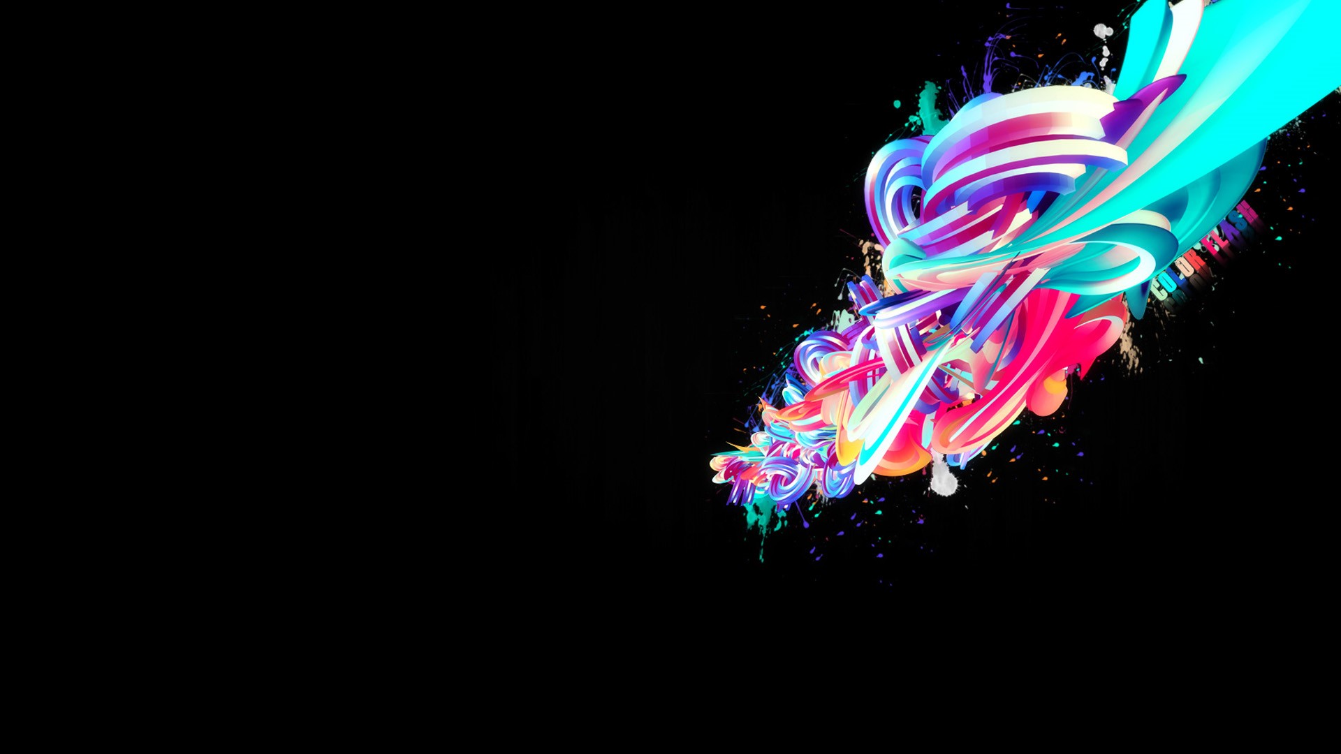 Colorful 3D Abstract Art on Black Background HD Wallpaper