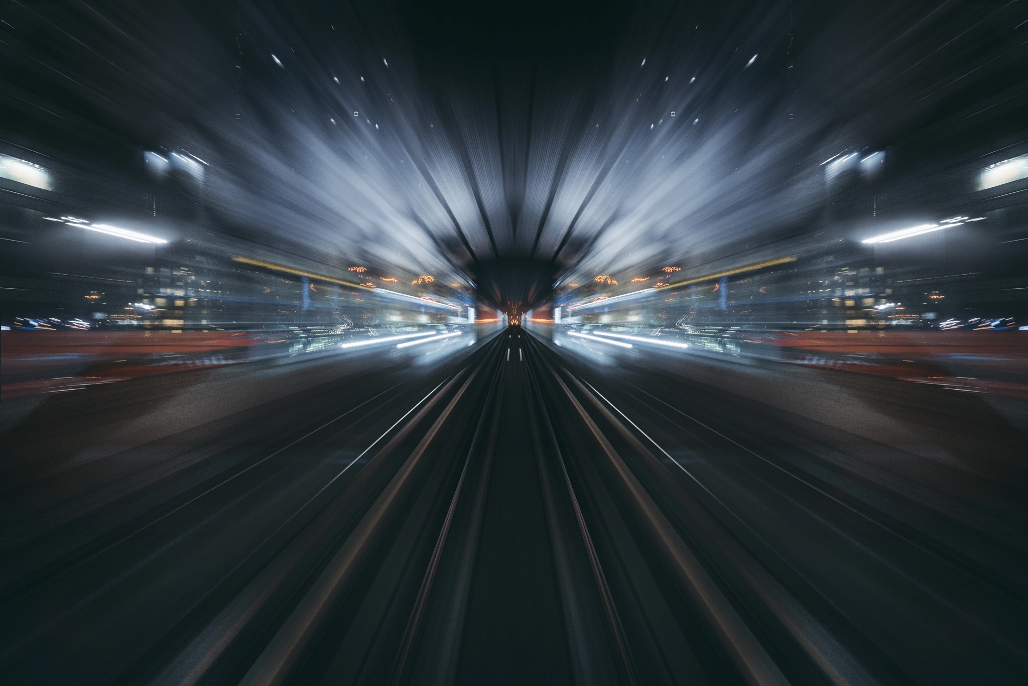 Abstract motion blur of a city at night HD Wallpaper