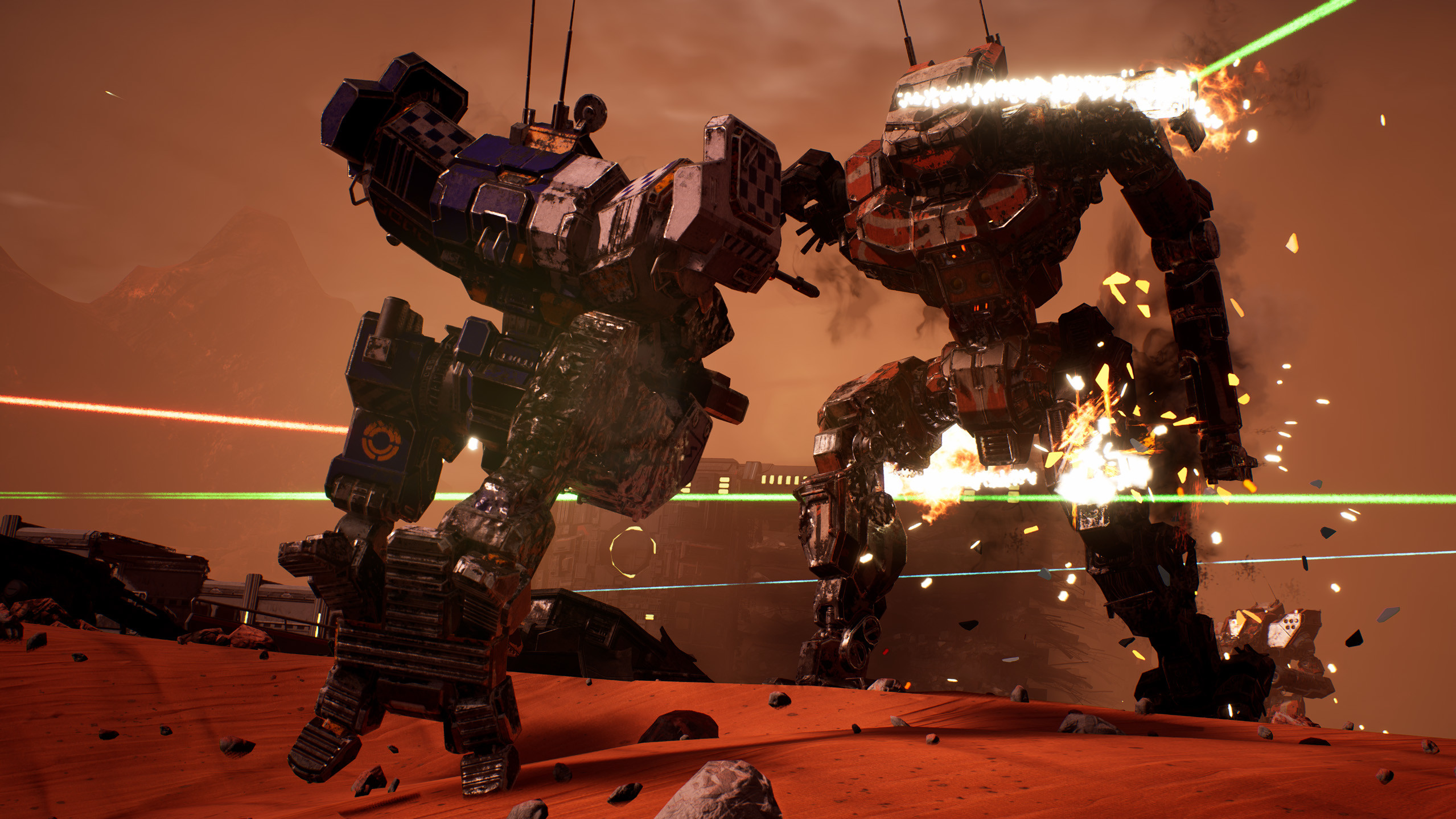 MechWarrior 5: Mercenaries battle between two mechs HD Wallpaper