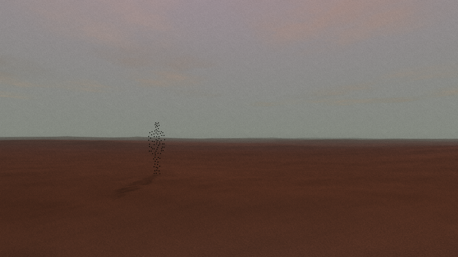 Figure made of dots in a desolate landscape HD Wallpaper