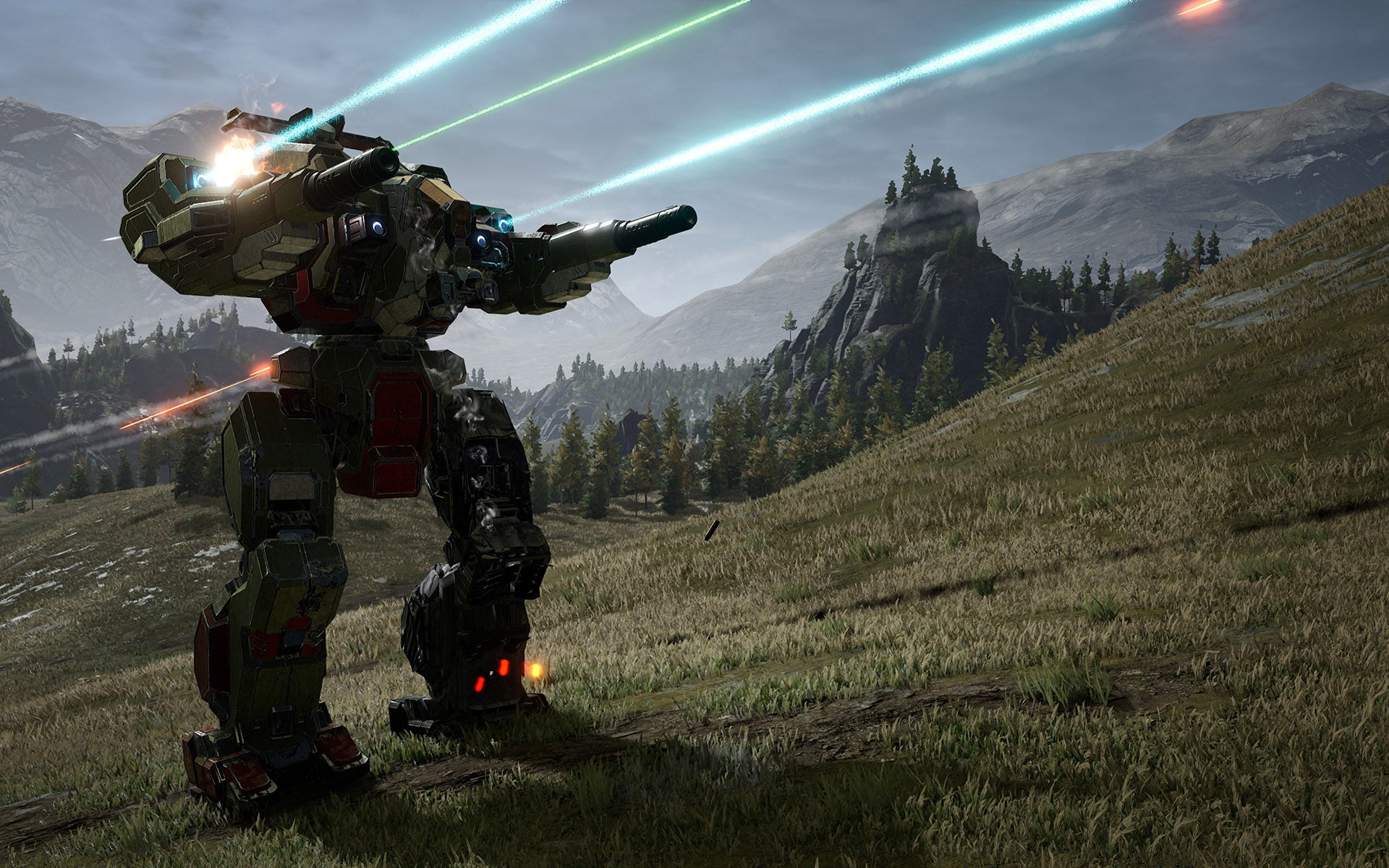 MechWarrior 5: Mercenaries Mecha firing lasers HD Wallpaper