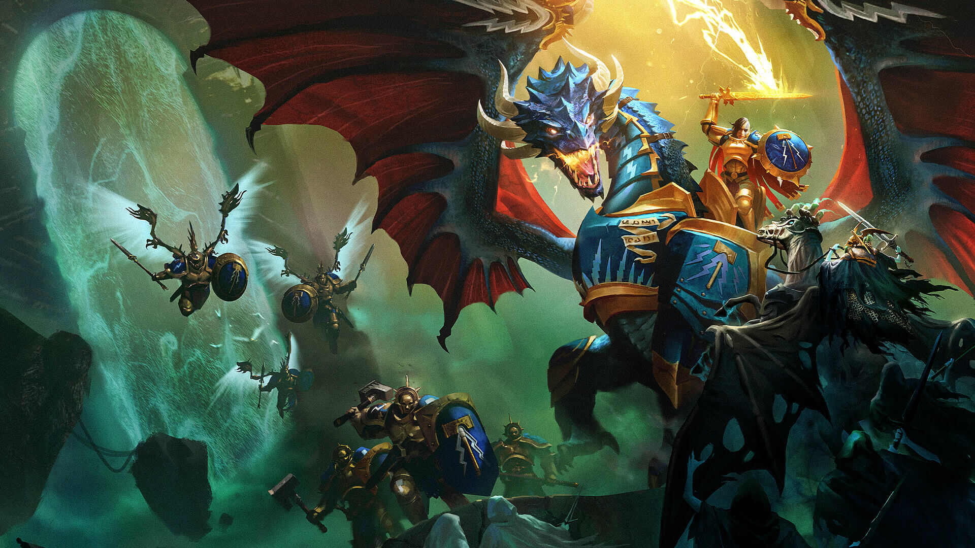 Warhammer Age of Sigmar: Storm Ground Dragon Battle HD Wallpaper