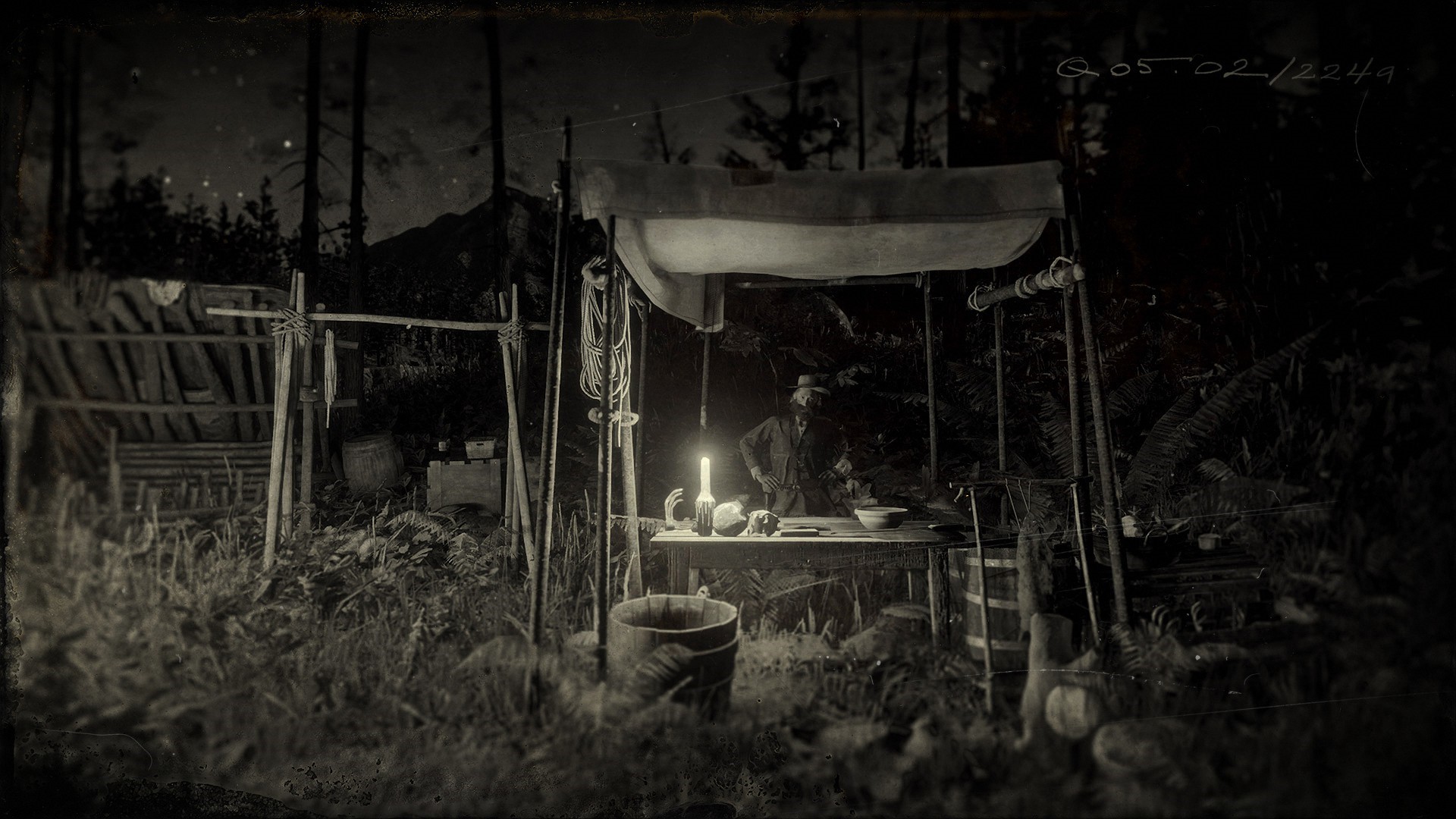 Red Dead Redemption 2 camp scene at night HD Wallpaper