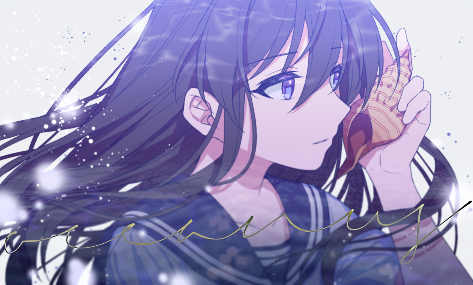 Anime girl with seashell HD Wallpaper