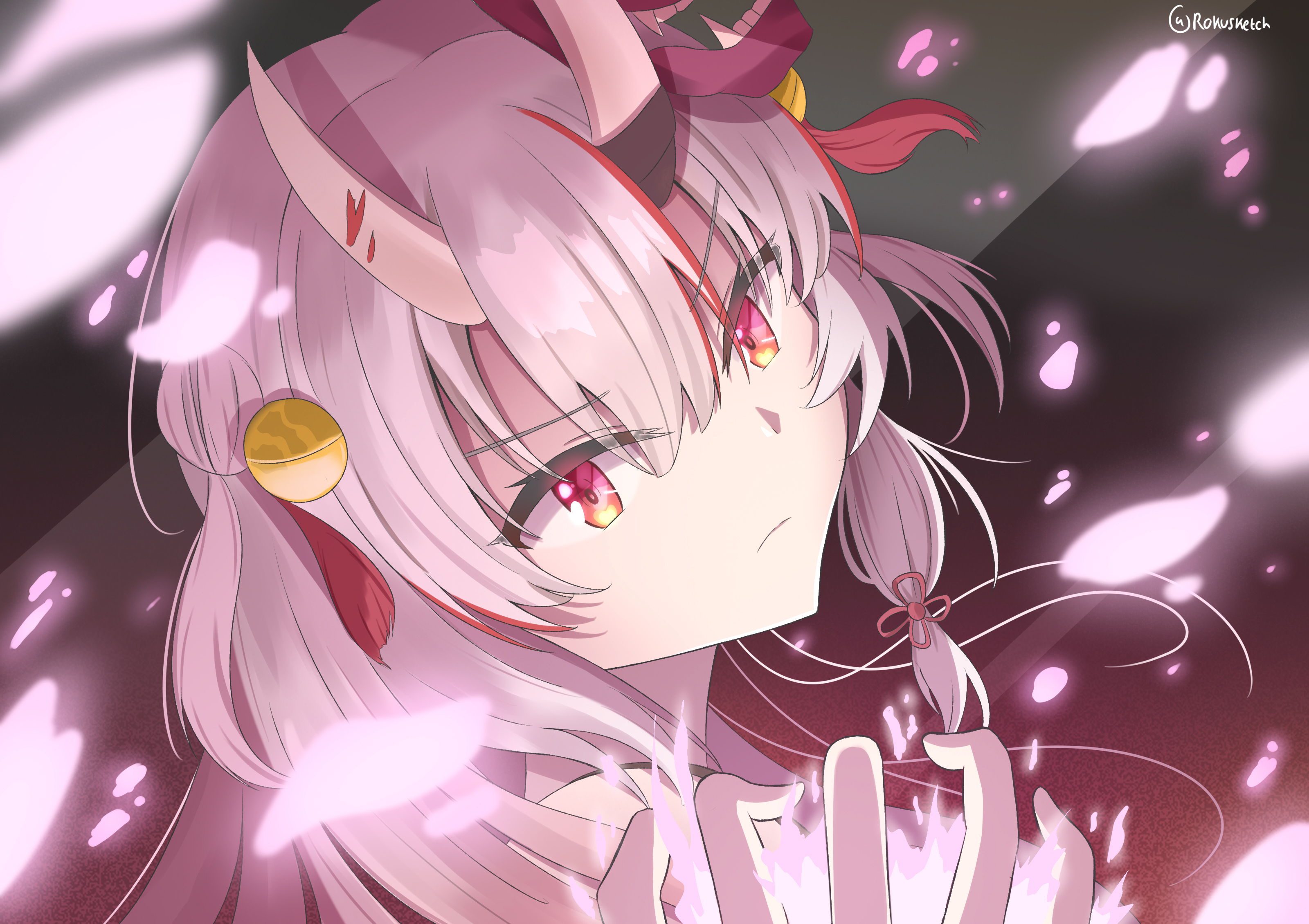 Nakiri Ayame with pink hair and horns HD Wallpaper