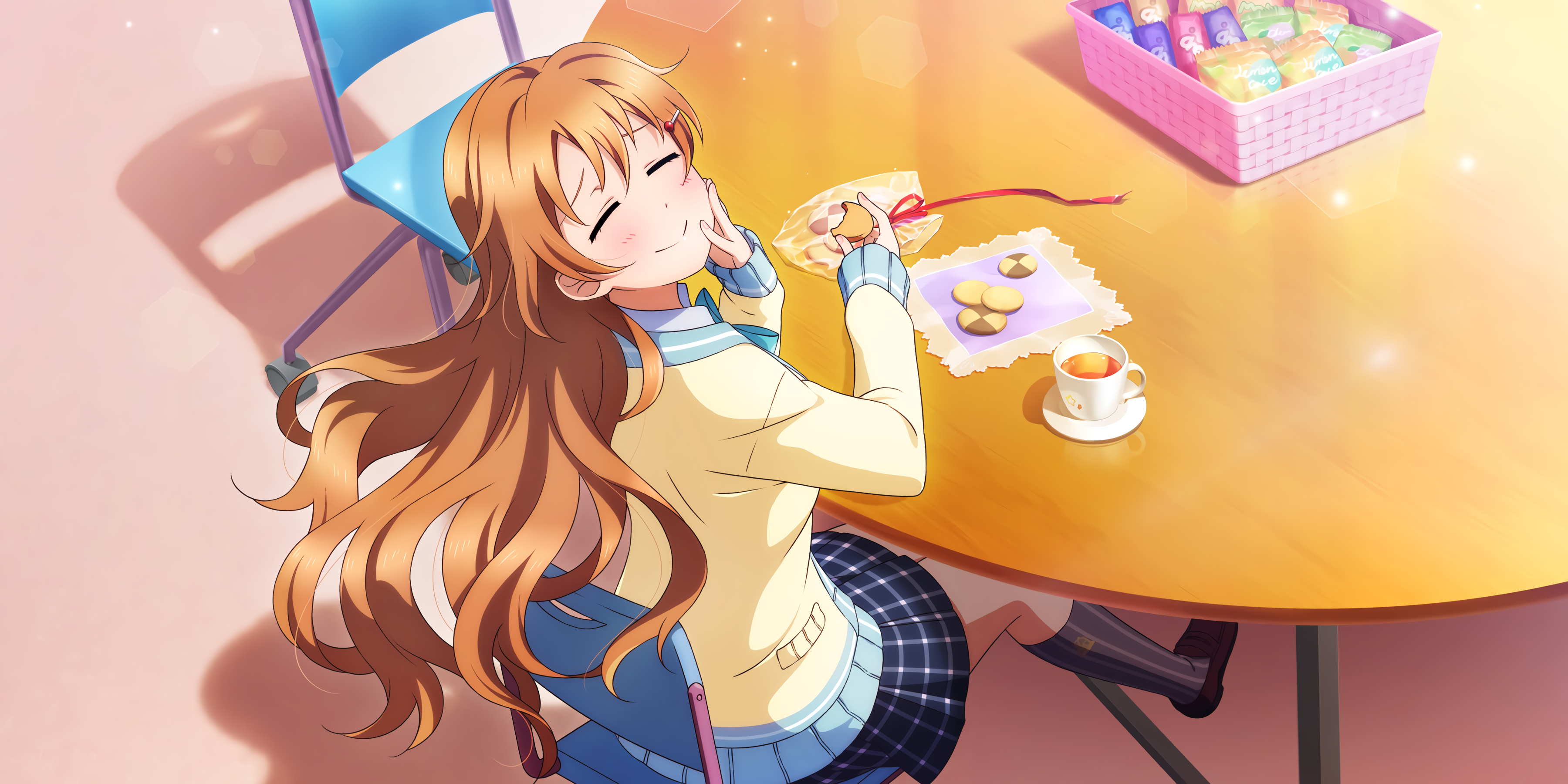 Konoe Kanata from Love Live! Series eating cookies HD Wallpaper