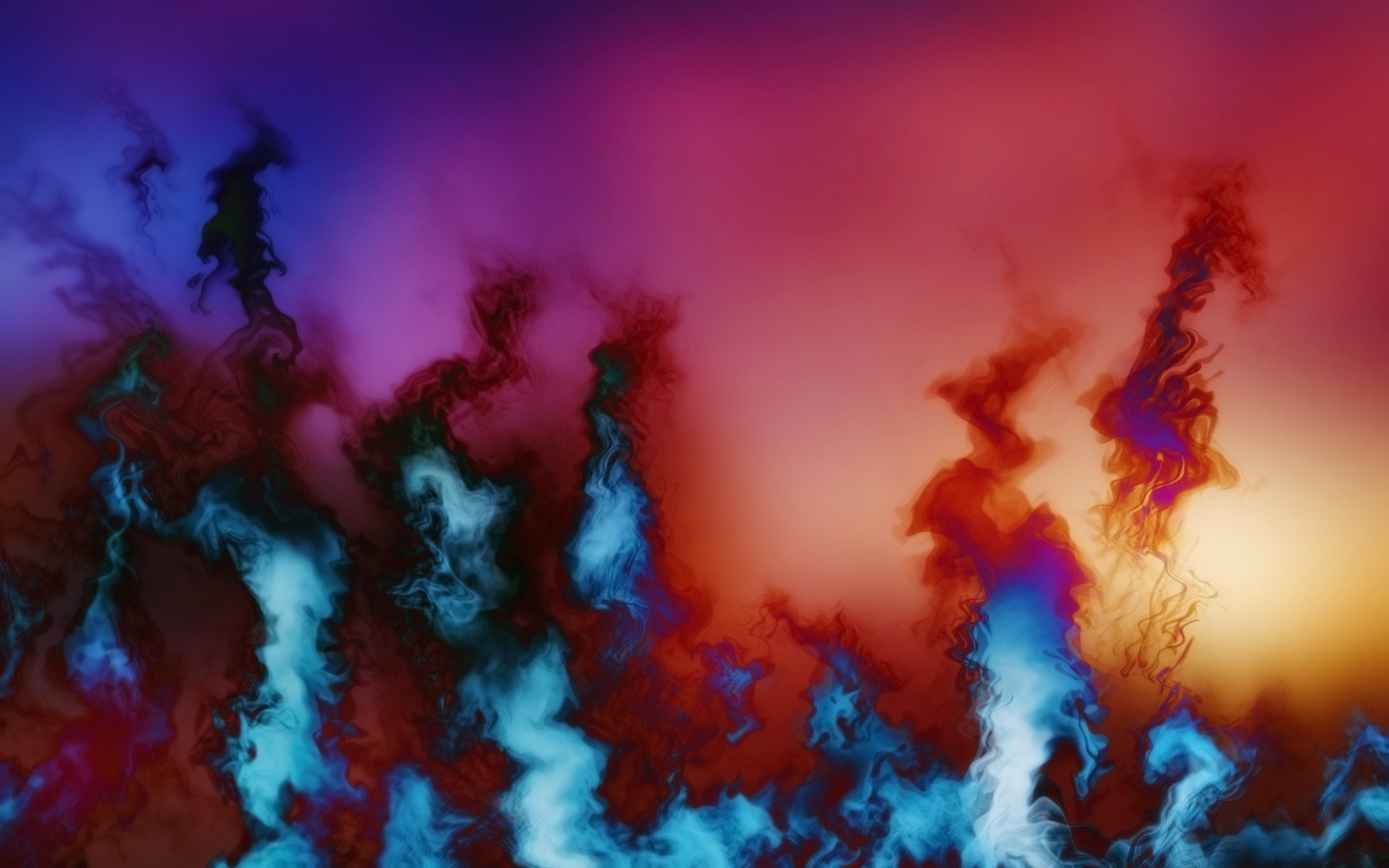 Abstract fluid digital art with blue and red swirls HD Wallpaper