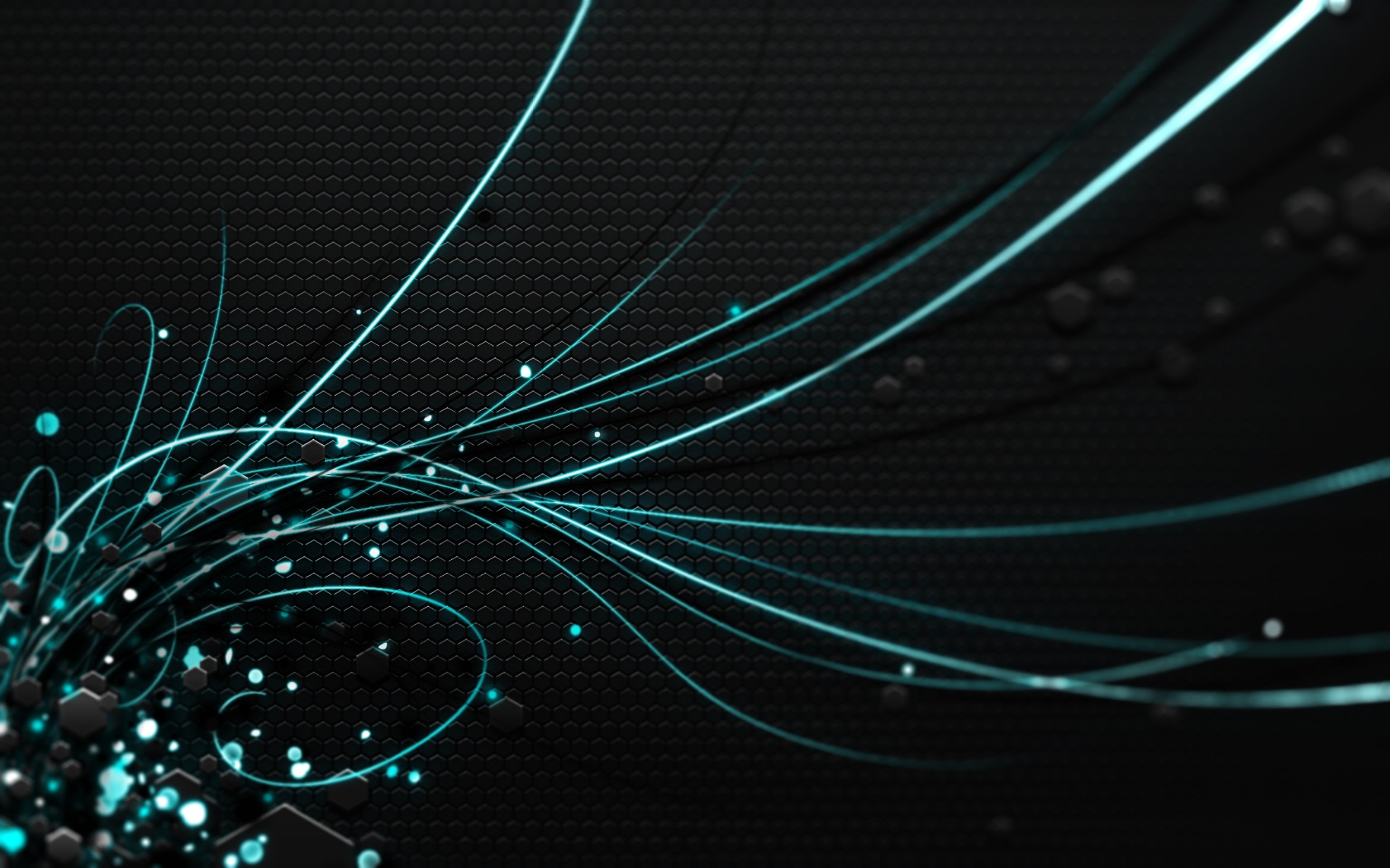Abstract blue lines and particles on a dark textured background HD Wallpaper